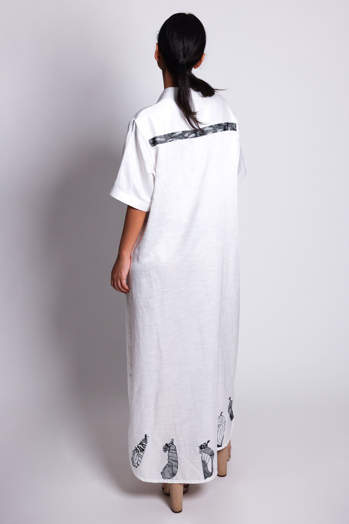 White Embroidered Shirt Dress