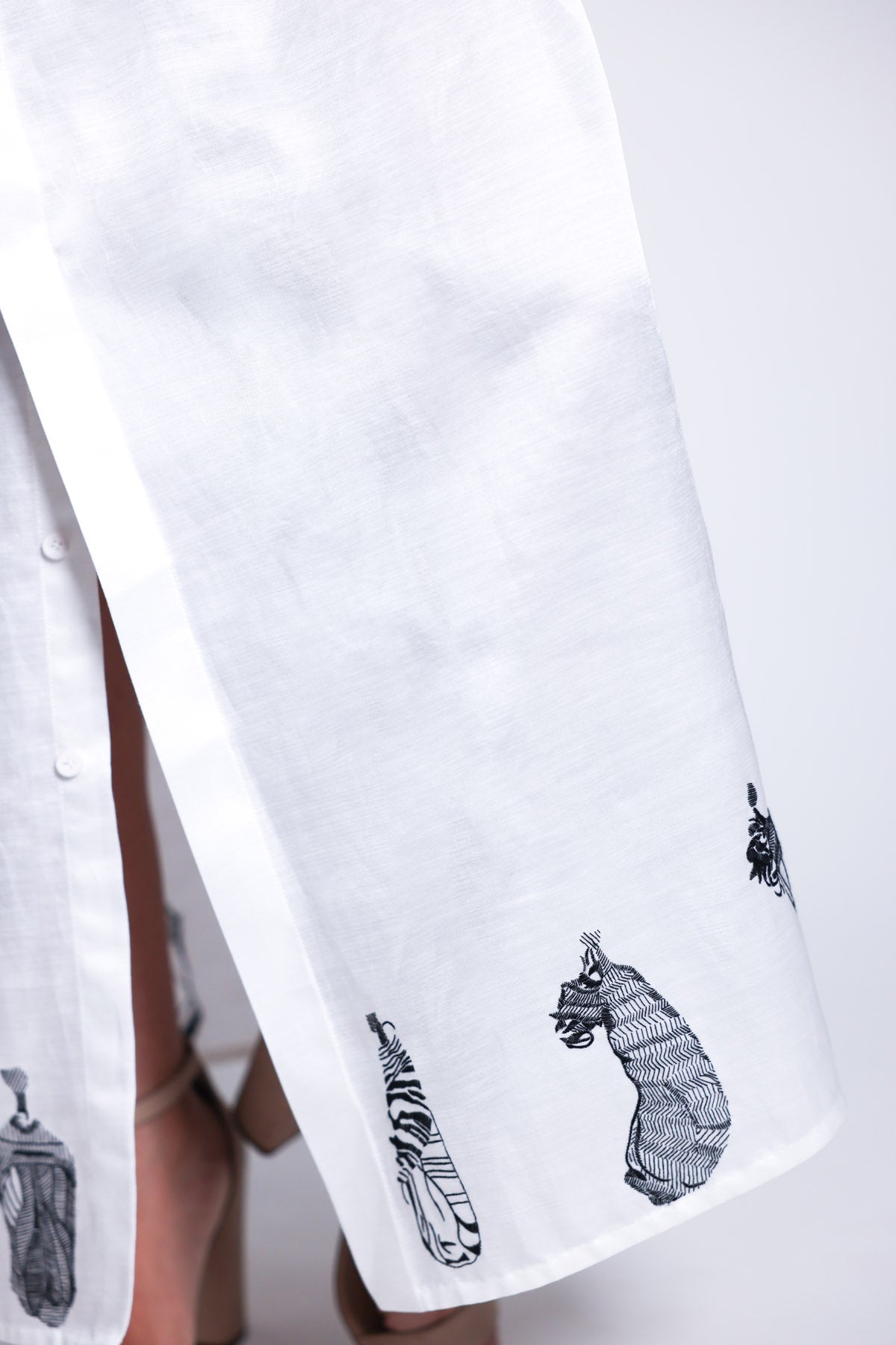 White Embroidered Shirt Dress