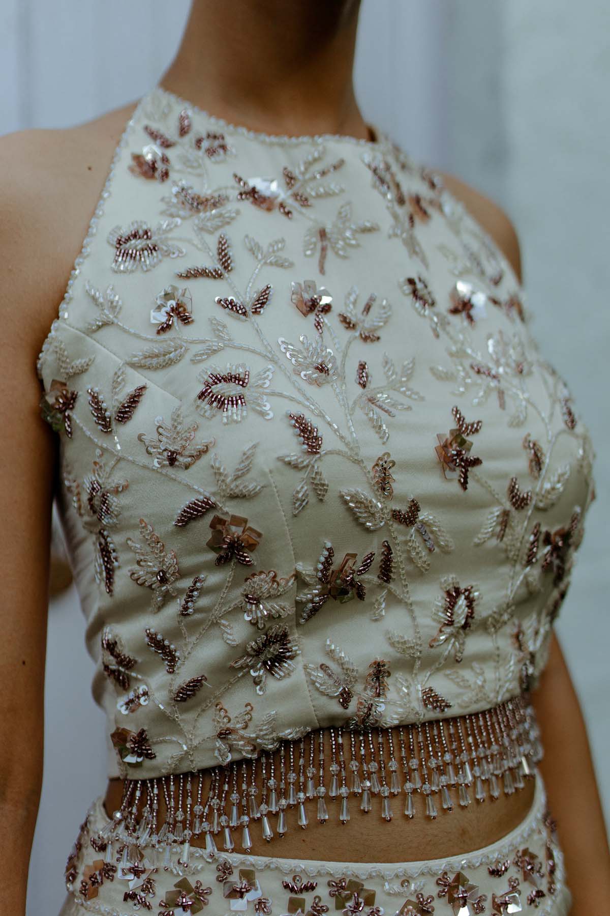 White Embroidered Top & Dhoti