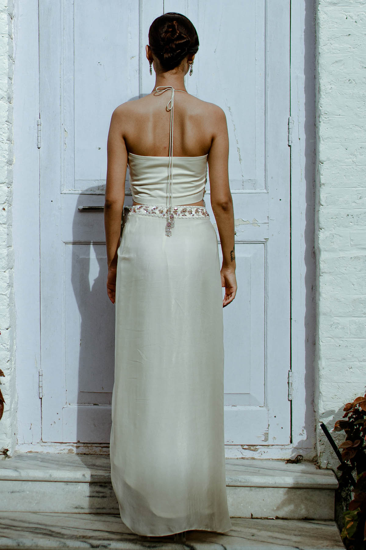 White Embroidered Top & Dhoti