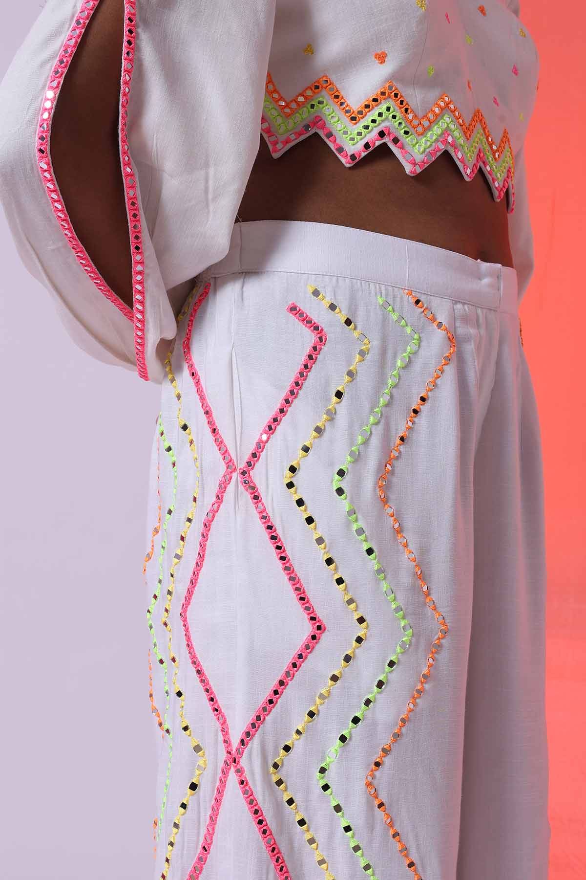 White Embroidered Top & Pants