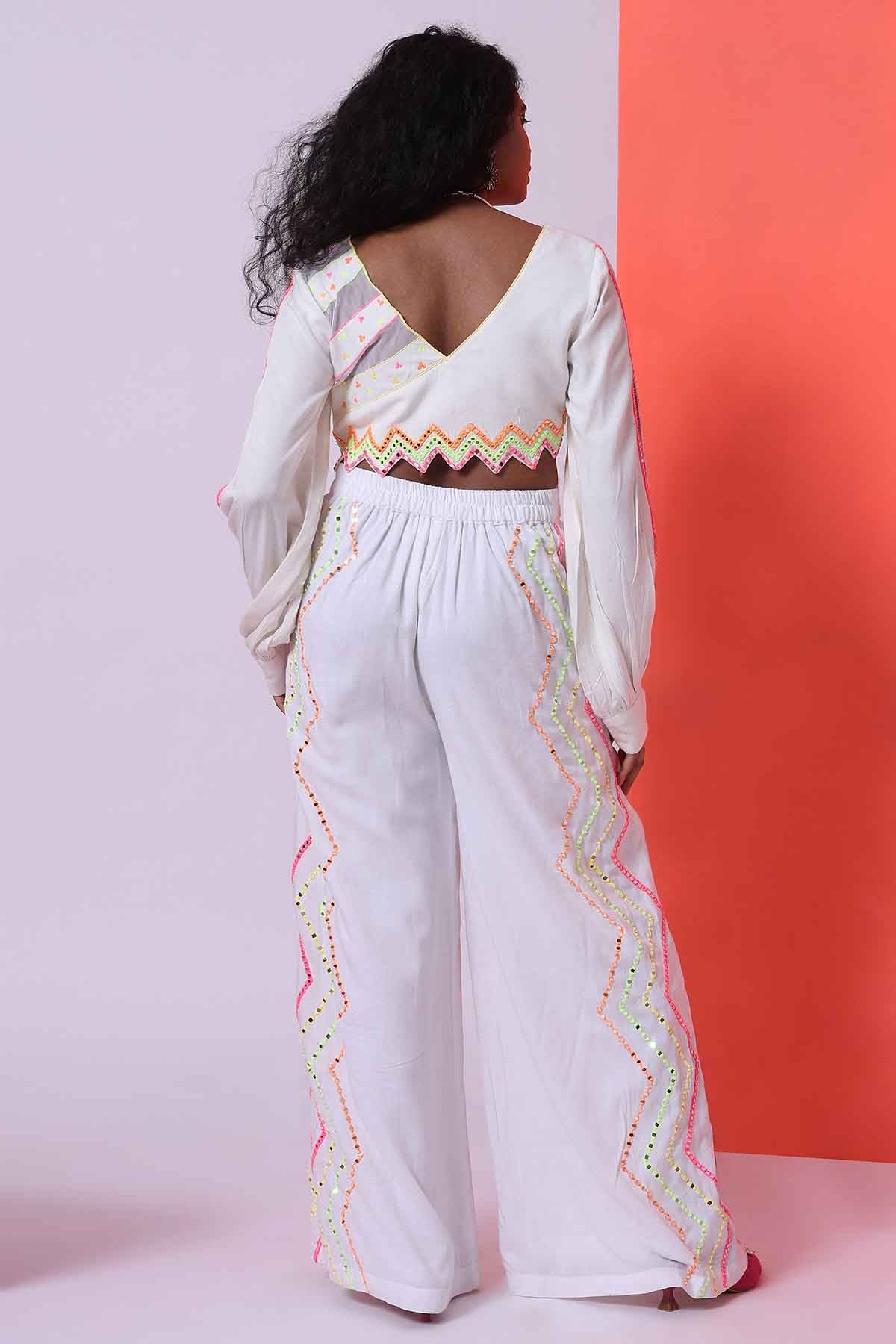 White Embroidered Top & Pants