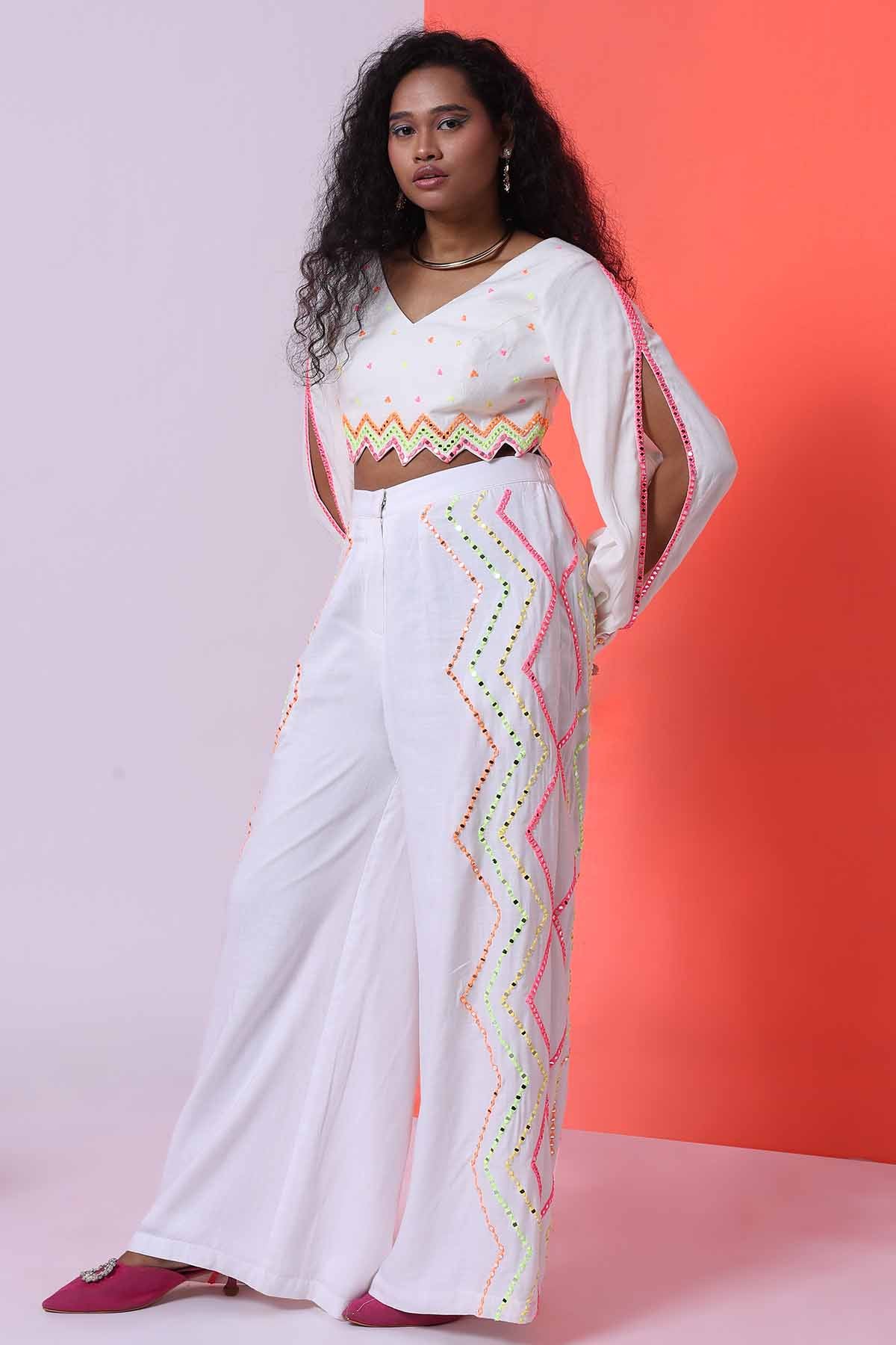 White Embroidered Top & Pants