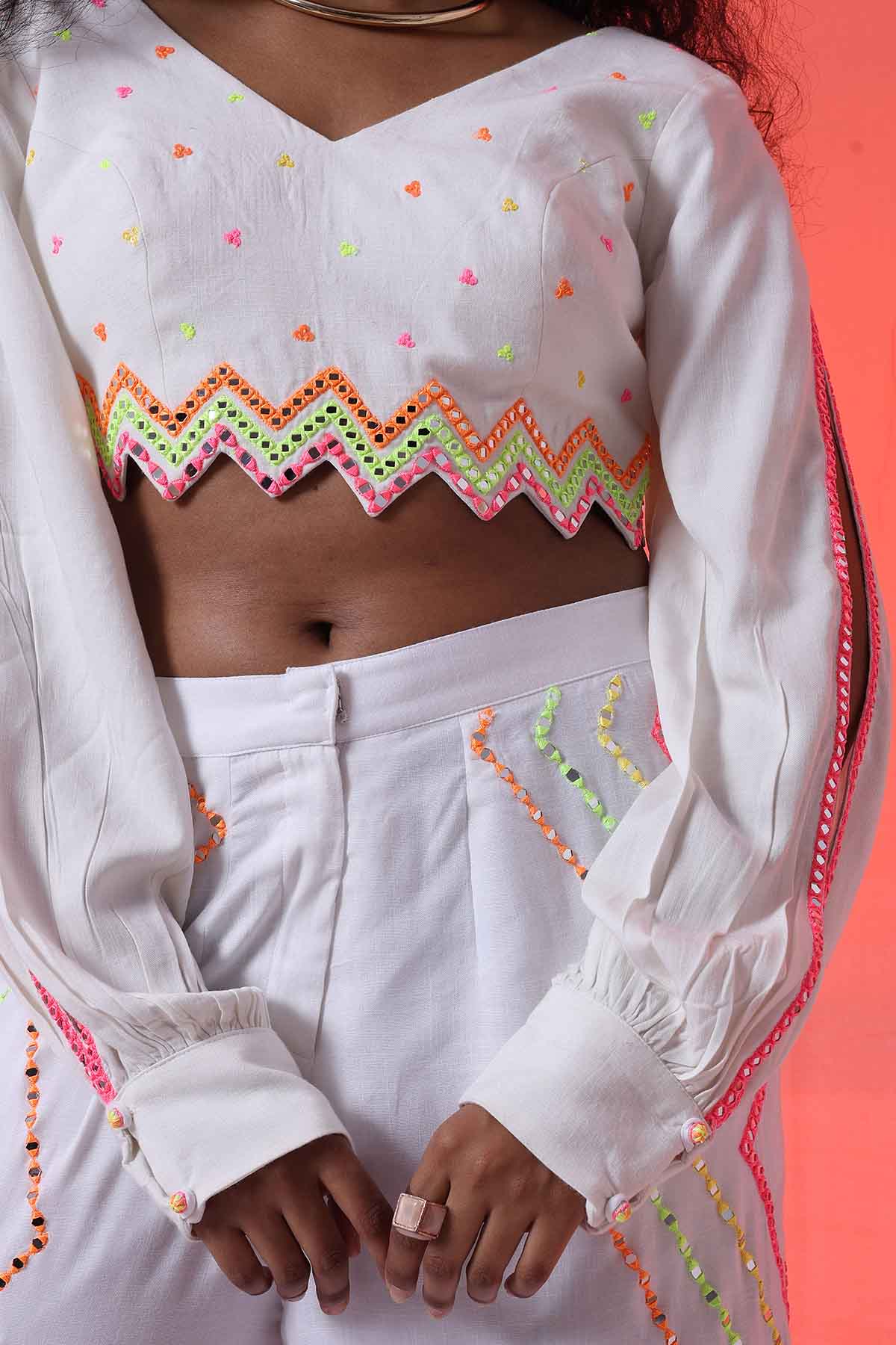 White Embroidered Top & Pants