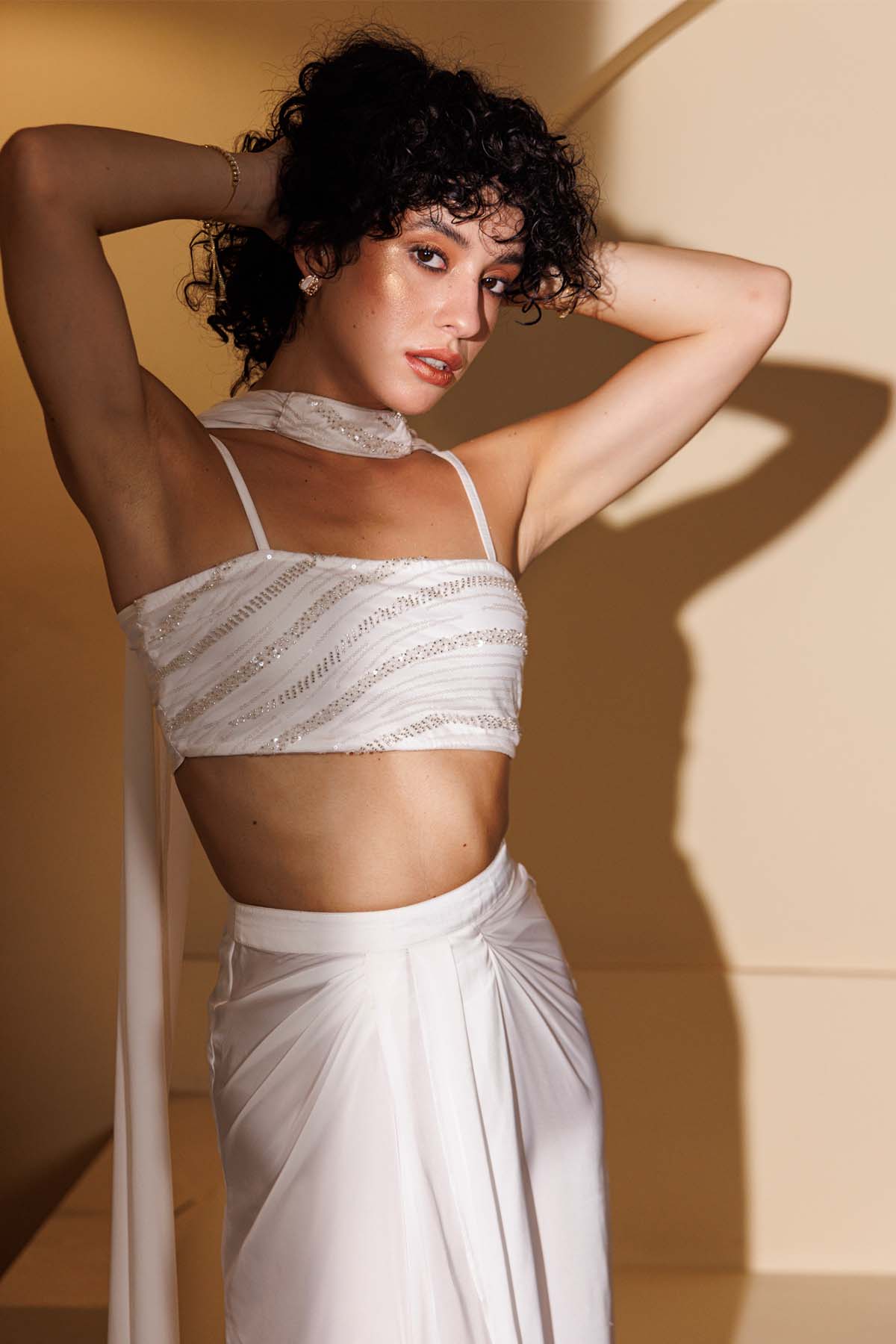 White Embroidered Top & Skirt