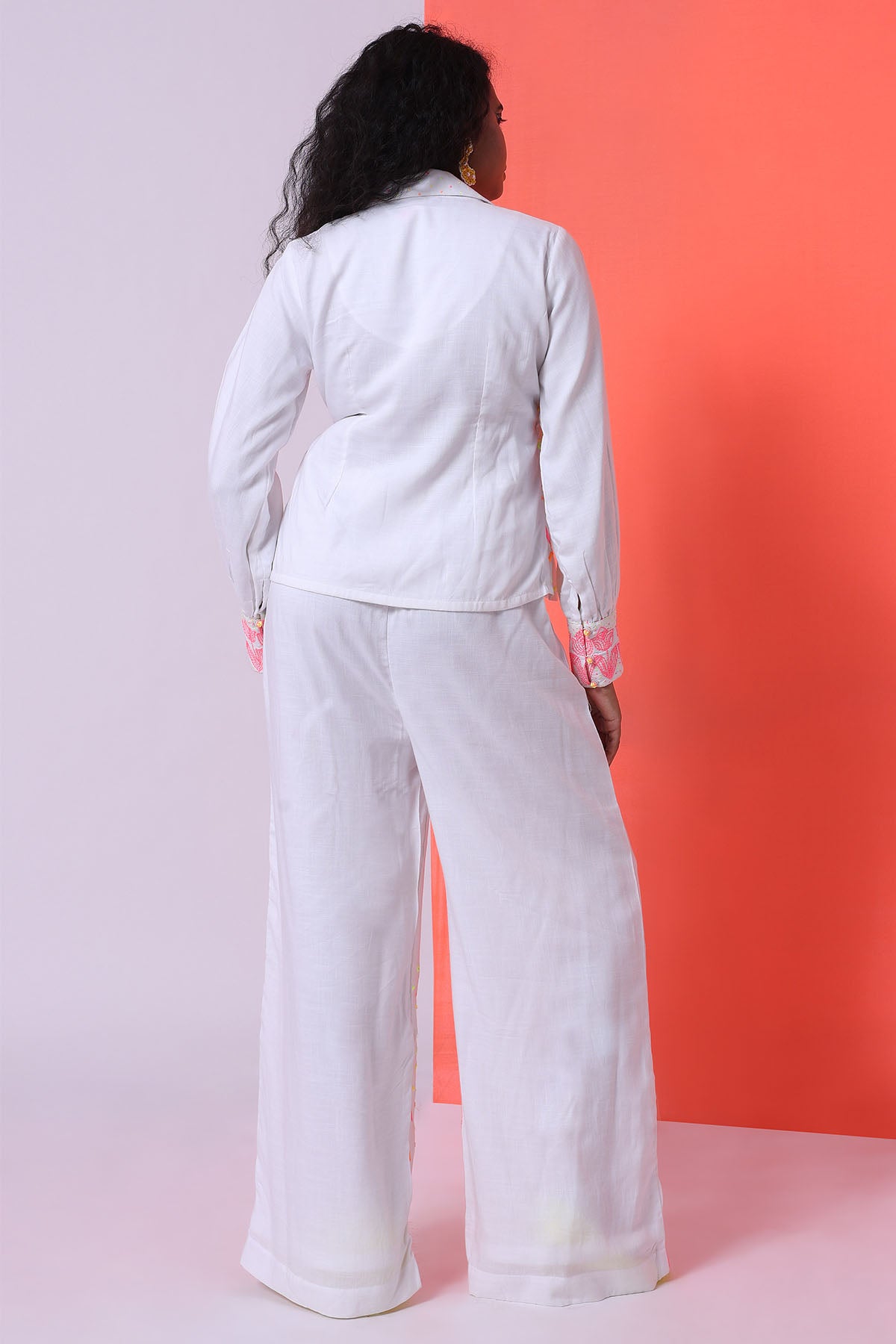 White Embroidered Top & Trousers