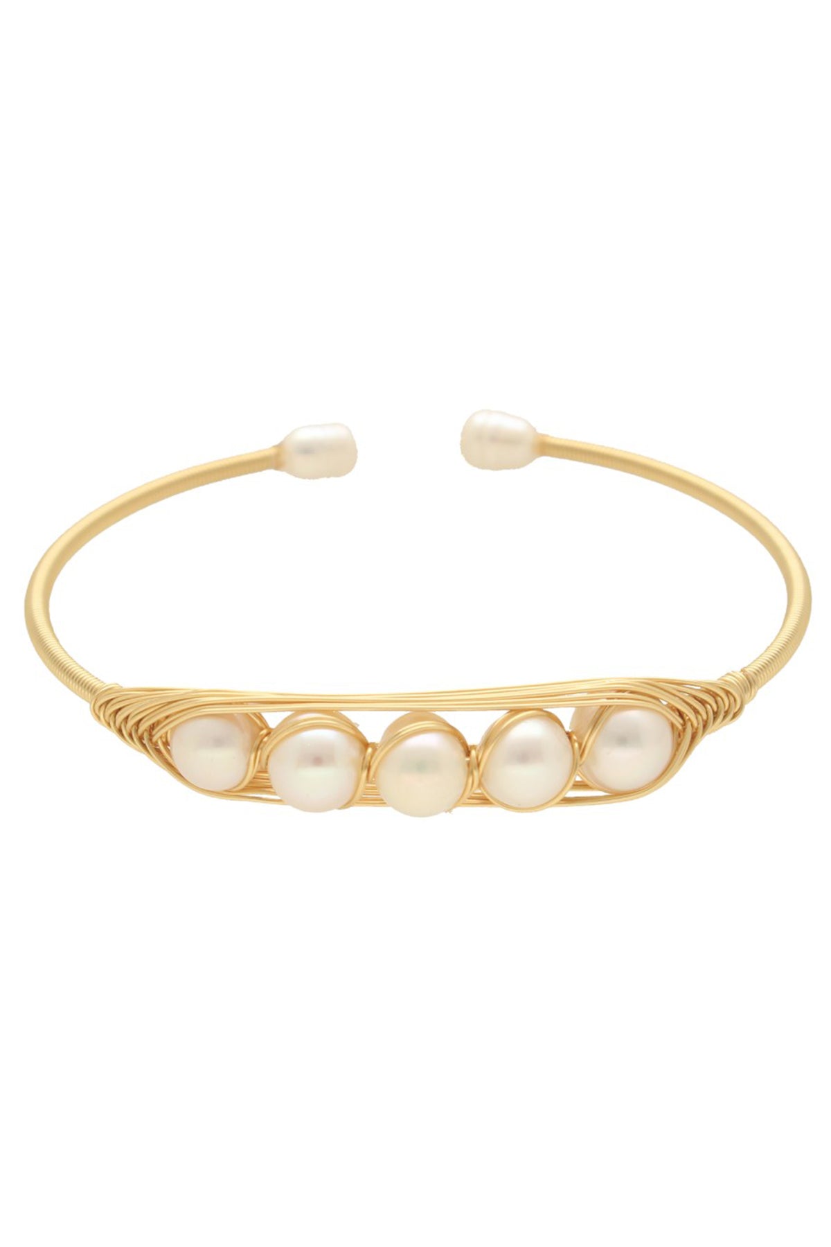 White Five Pearl Round Bracelet