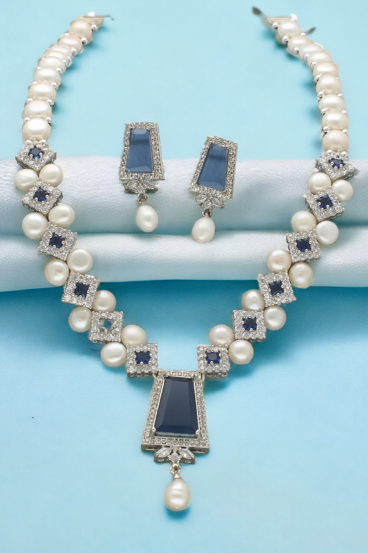 Buy White Flat Pearls Jewellery Set for women by J Pearls online available at scrollnshops