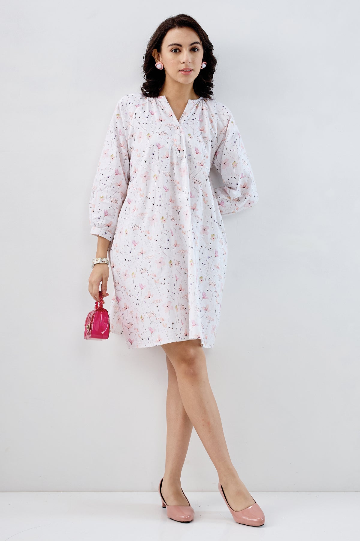 Buy White Floral Cotton Mini Dress for Women by SNEHA B Designer online available at scrollnshops