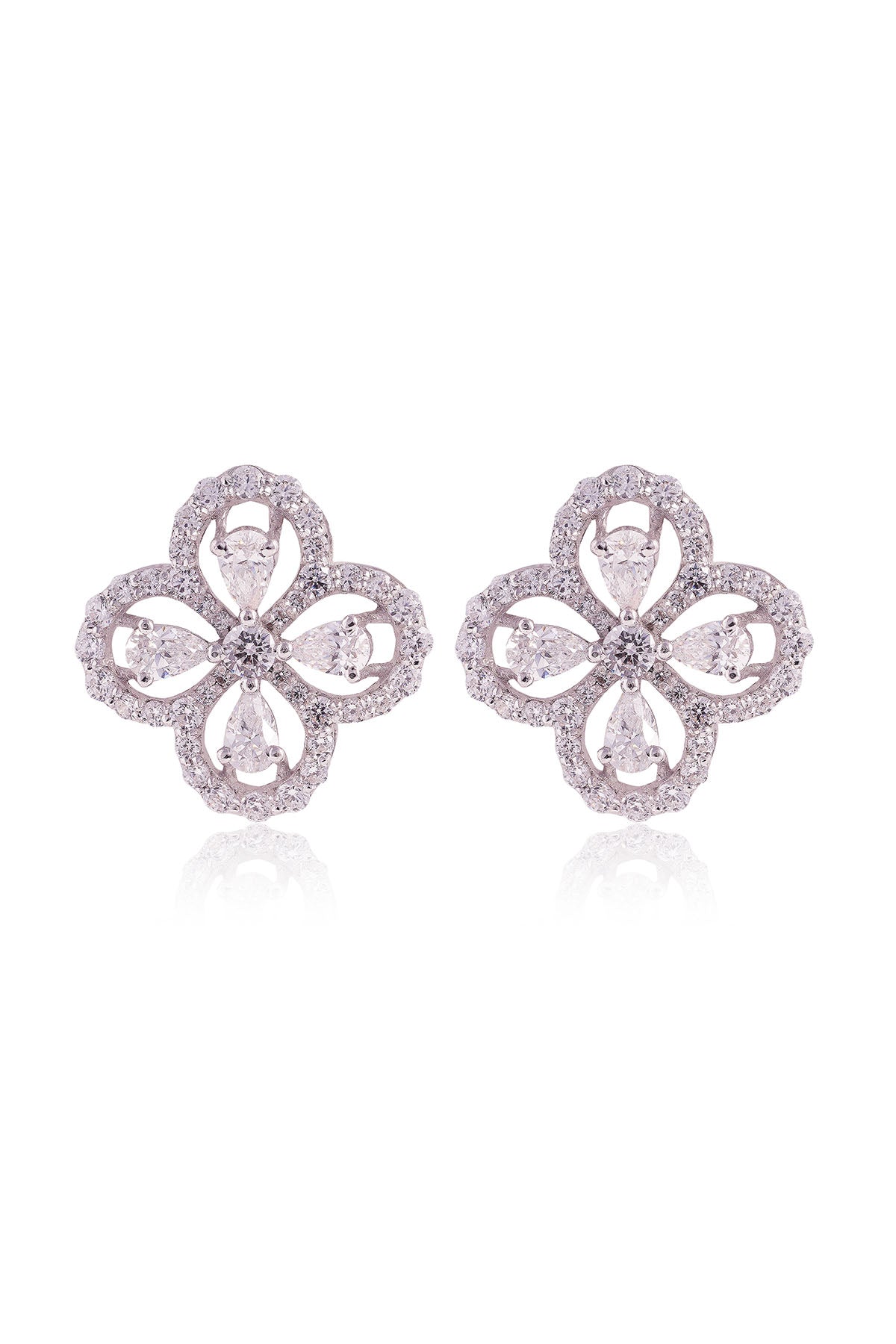 Buy White Floral Embellished Studs by Prata for women online at ScrollnShops