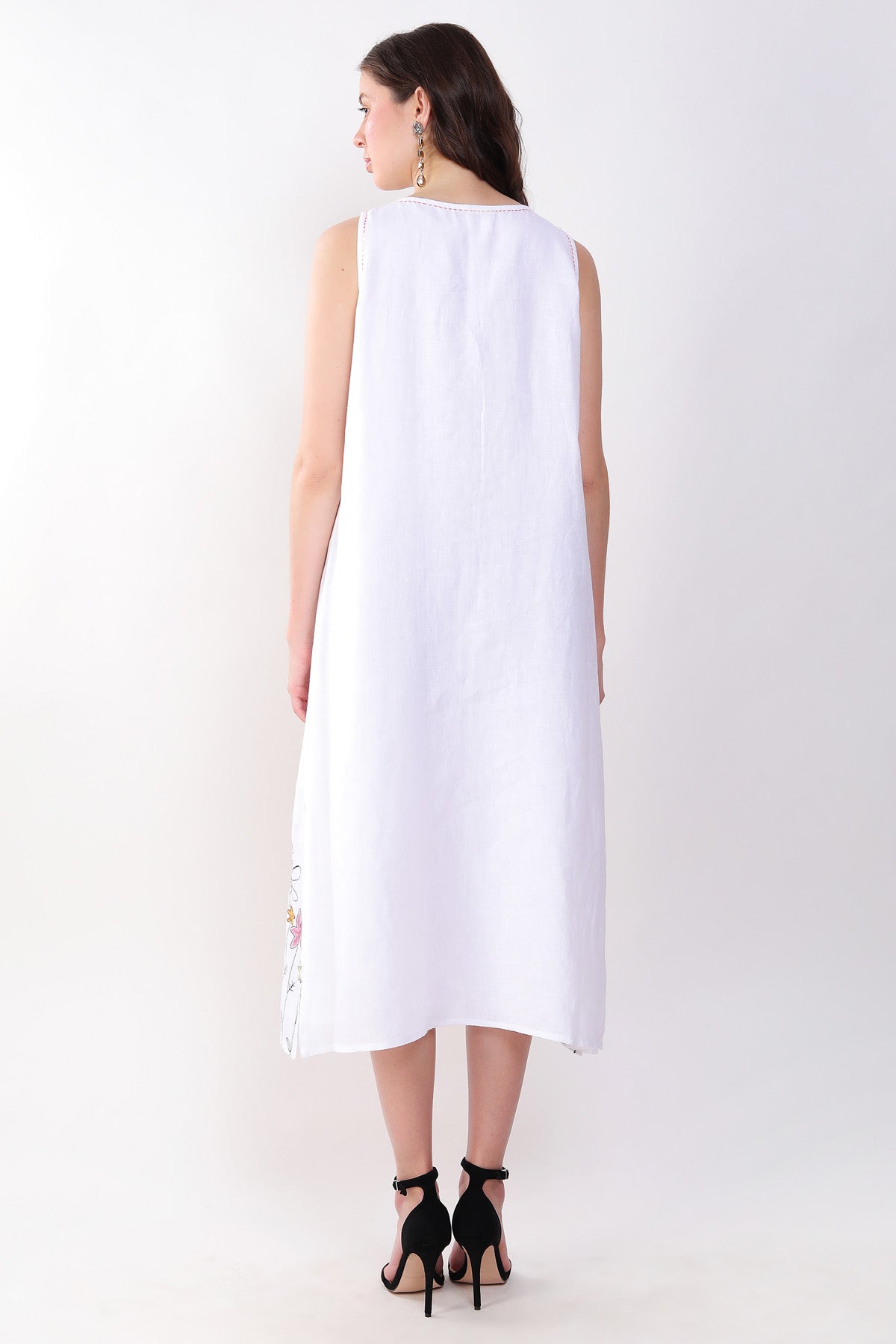 White Floral Embroidered Dress