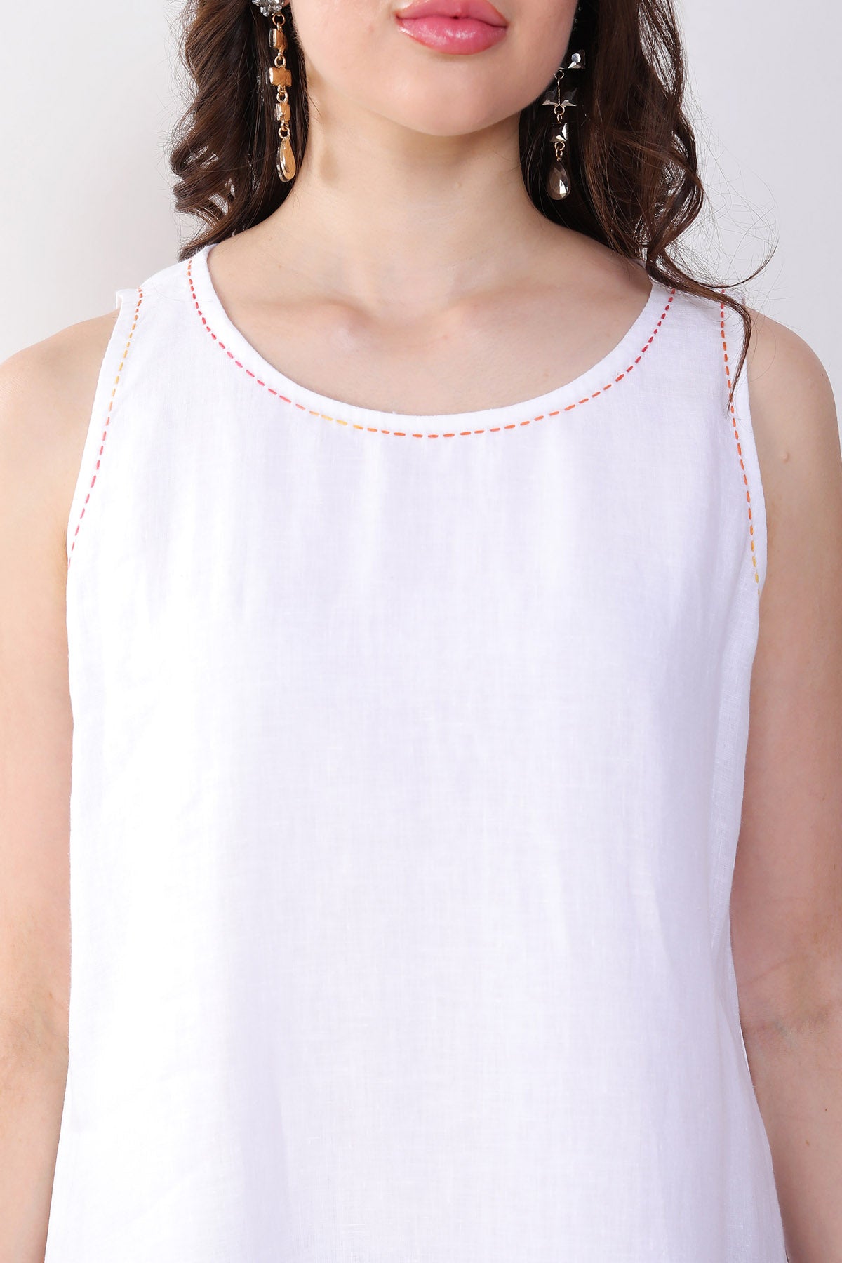 White Floral Embroidered Dress