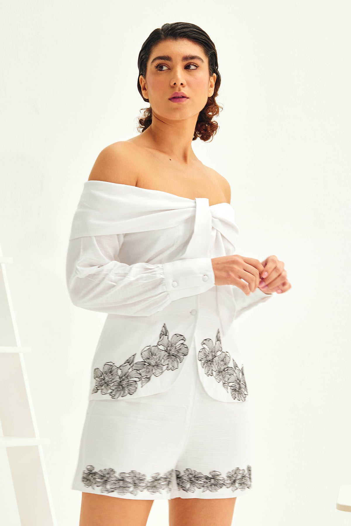 White Floral Embroidered Top