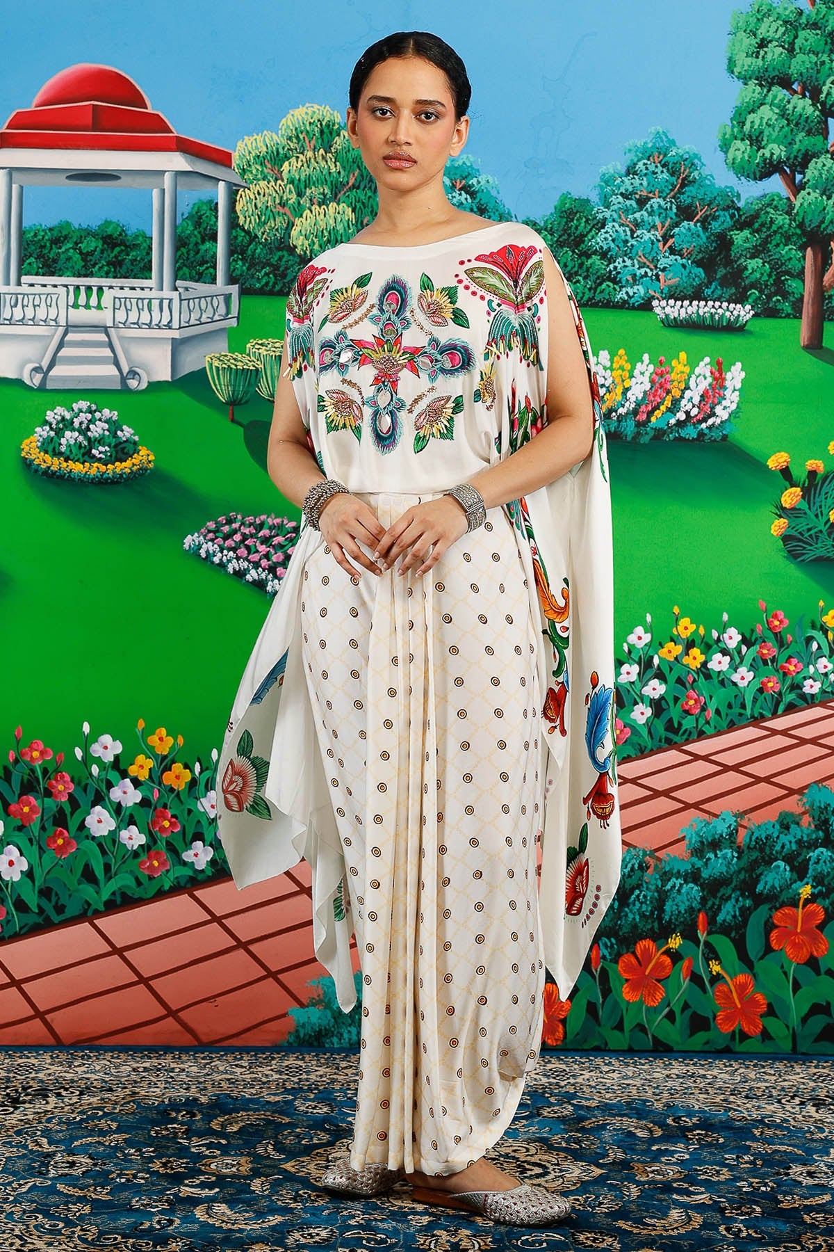 Buy White Floral Printed Co-ord Set for women by Saksham Neharicka online available at scrollnshops