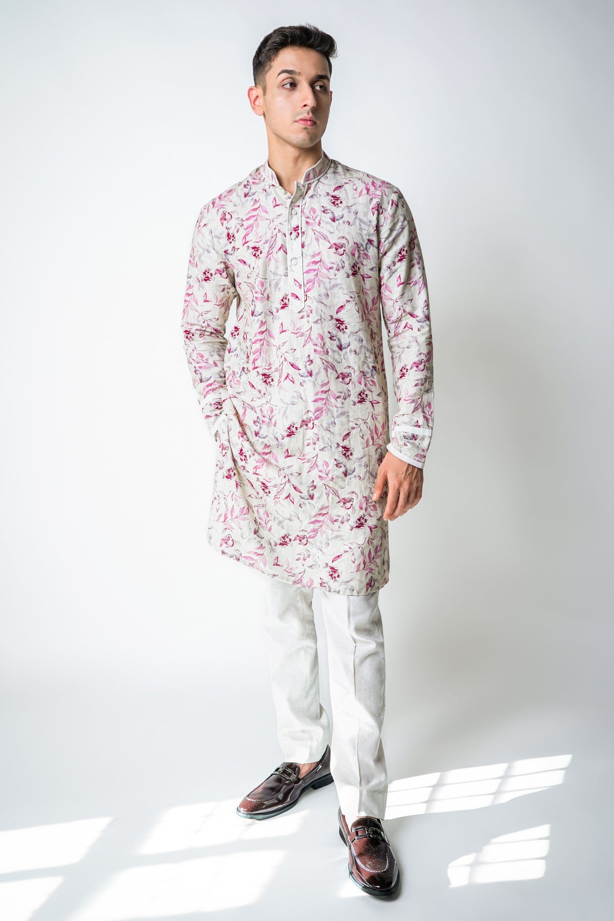 Buy White Floral Printed Kurta Set for men by House of Sheriff online available at scrollnshops