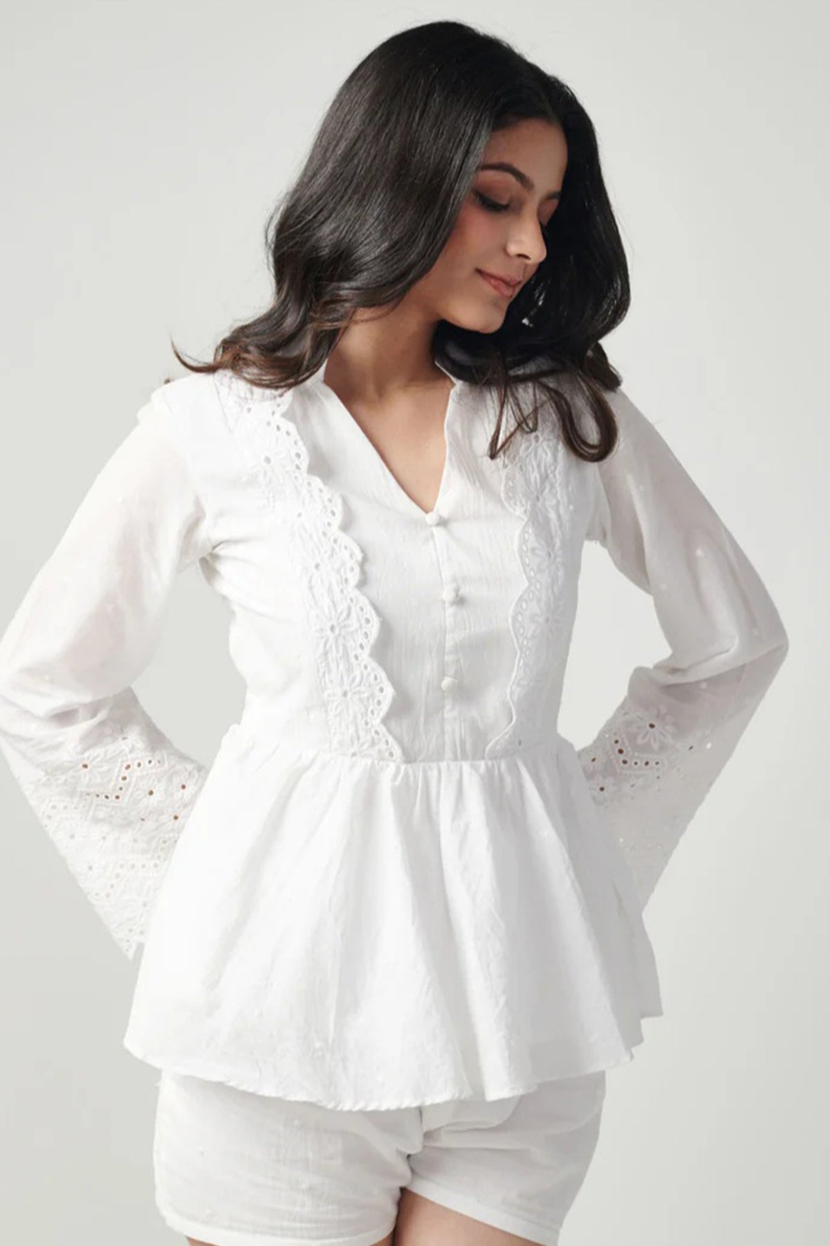 White Flowy Chikankari Chic Top