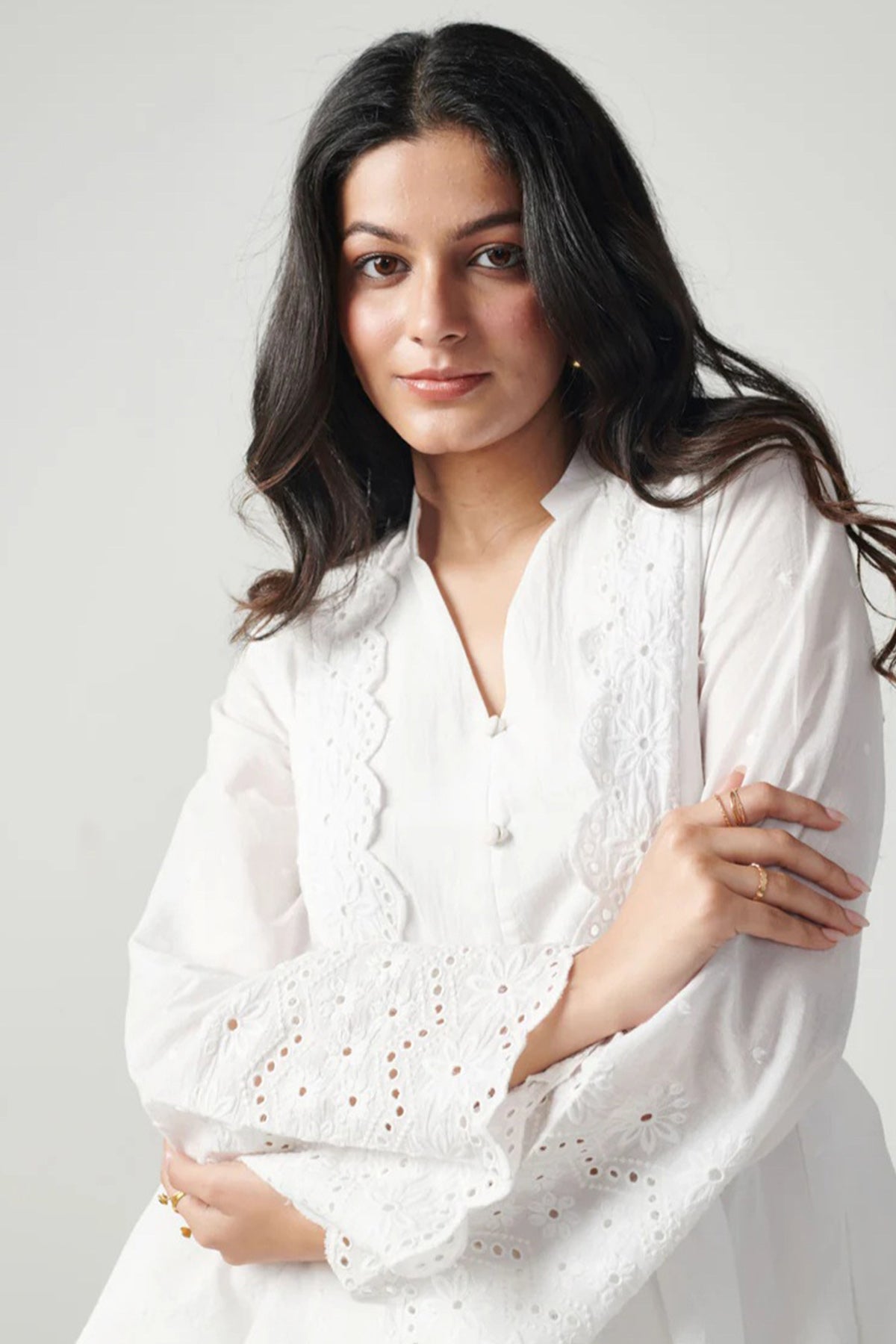 White Flowy Chikankari Chic Top