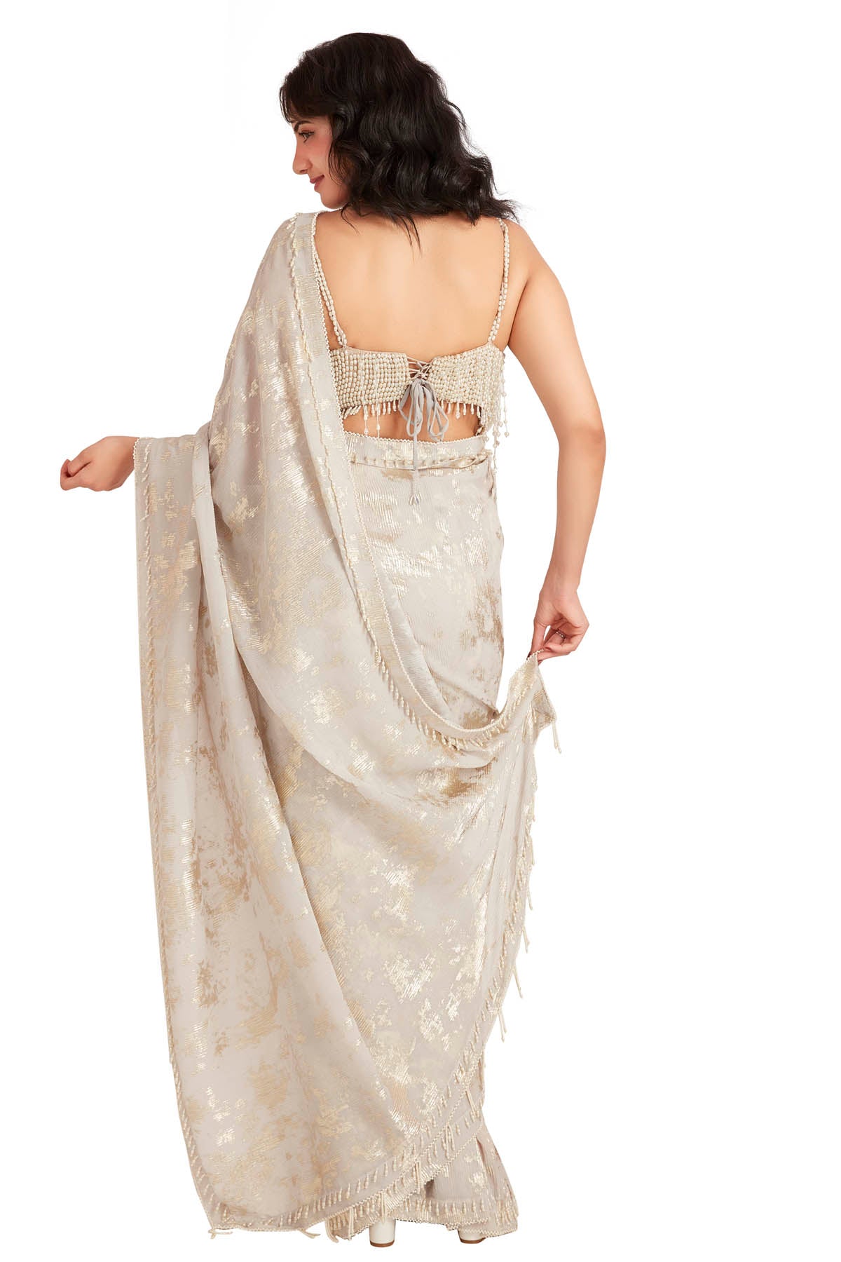 White Foil Embroidered Saree