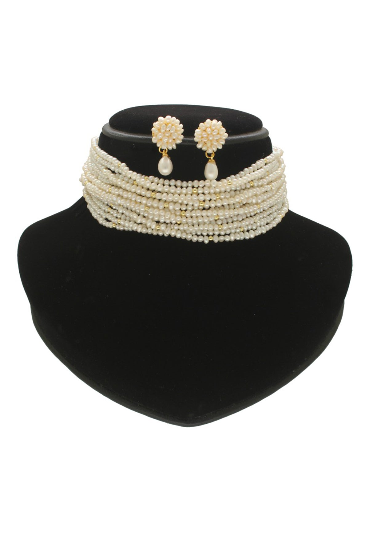 White Fourteen Line Choker Set