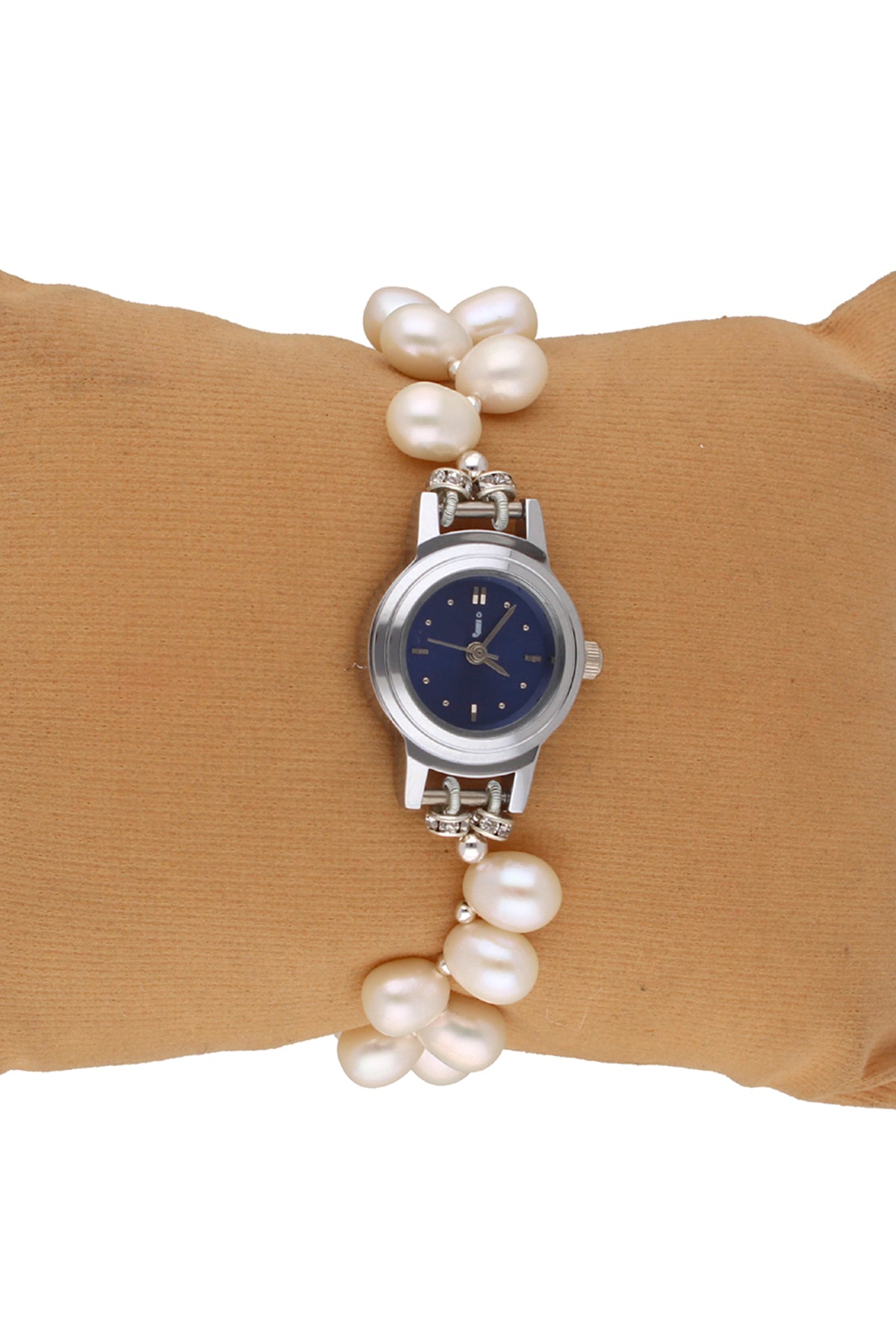 White Fresh Oval Pearls Watch