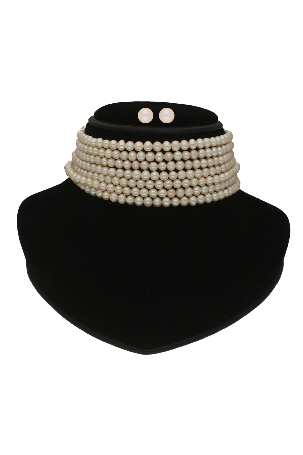 White Fresh Pearls Choker Set