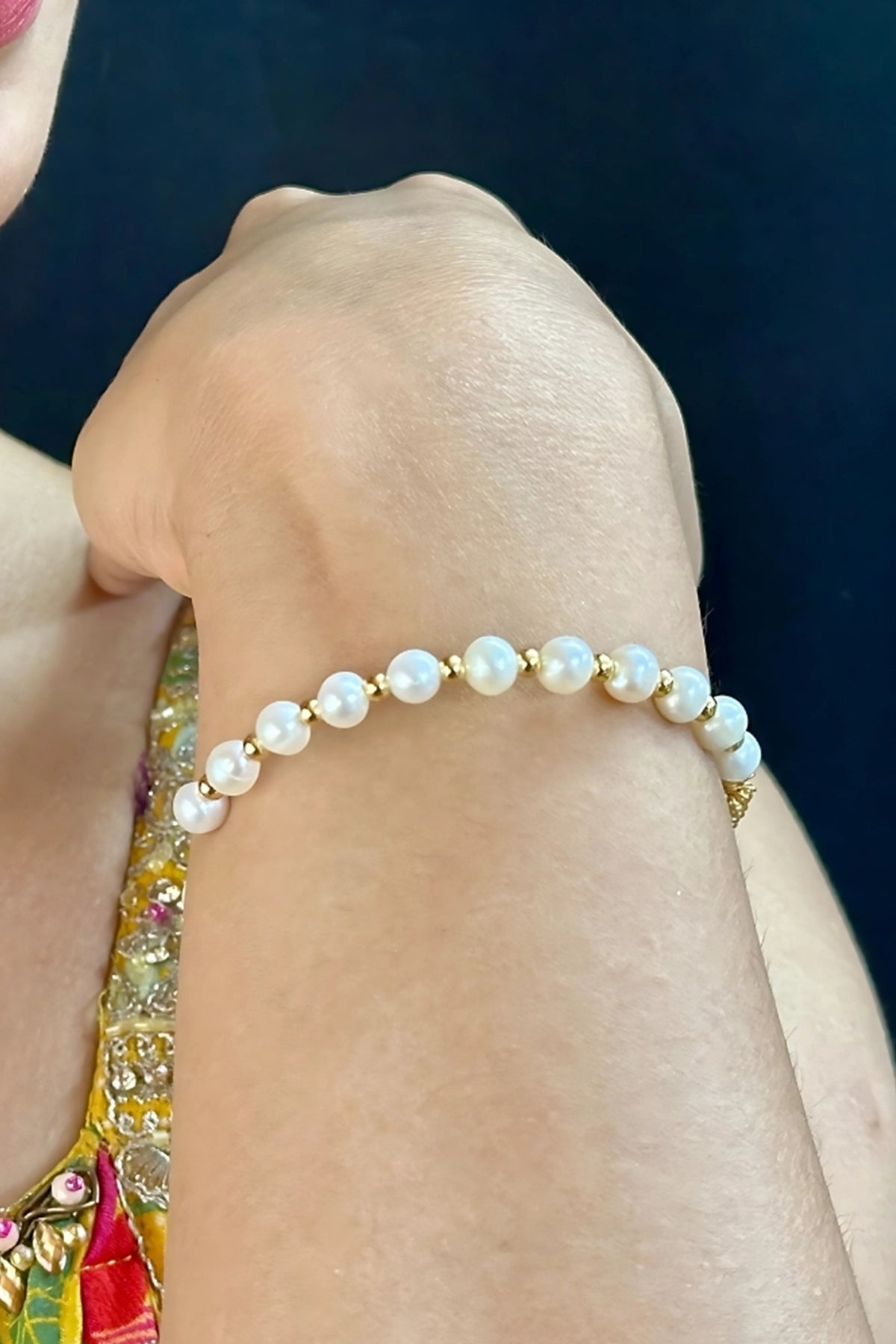 Buy White Freshwater Round Bracelet for women by J Pearls online available at scrollnshops