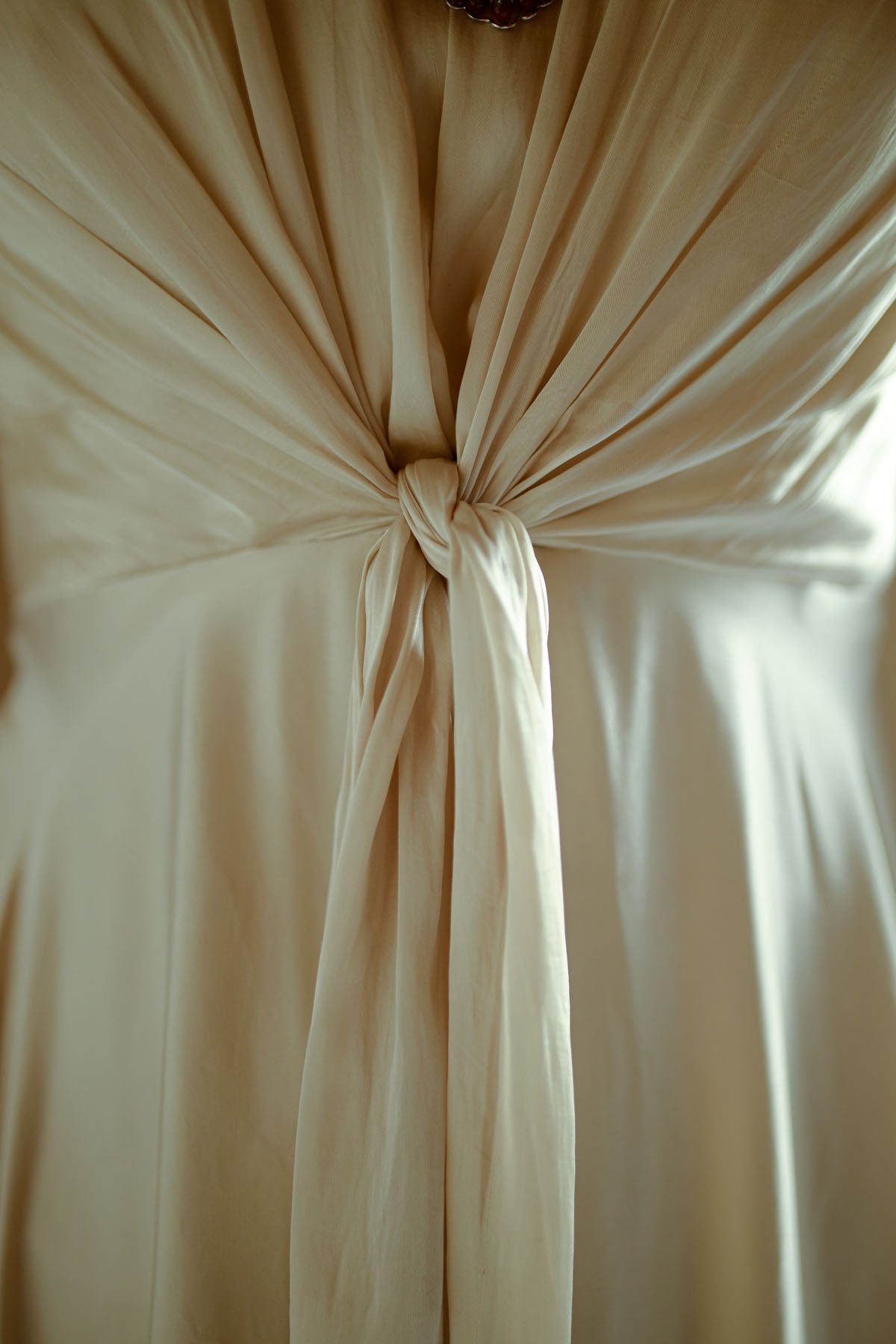 White Front Knot High Neck Gown