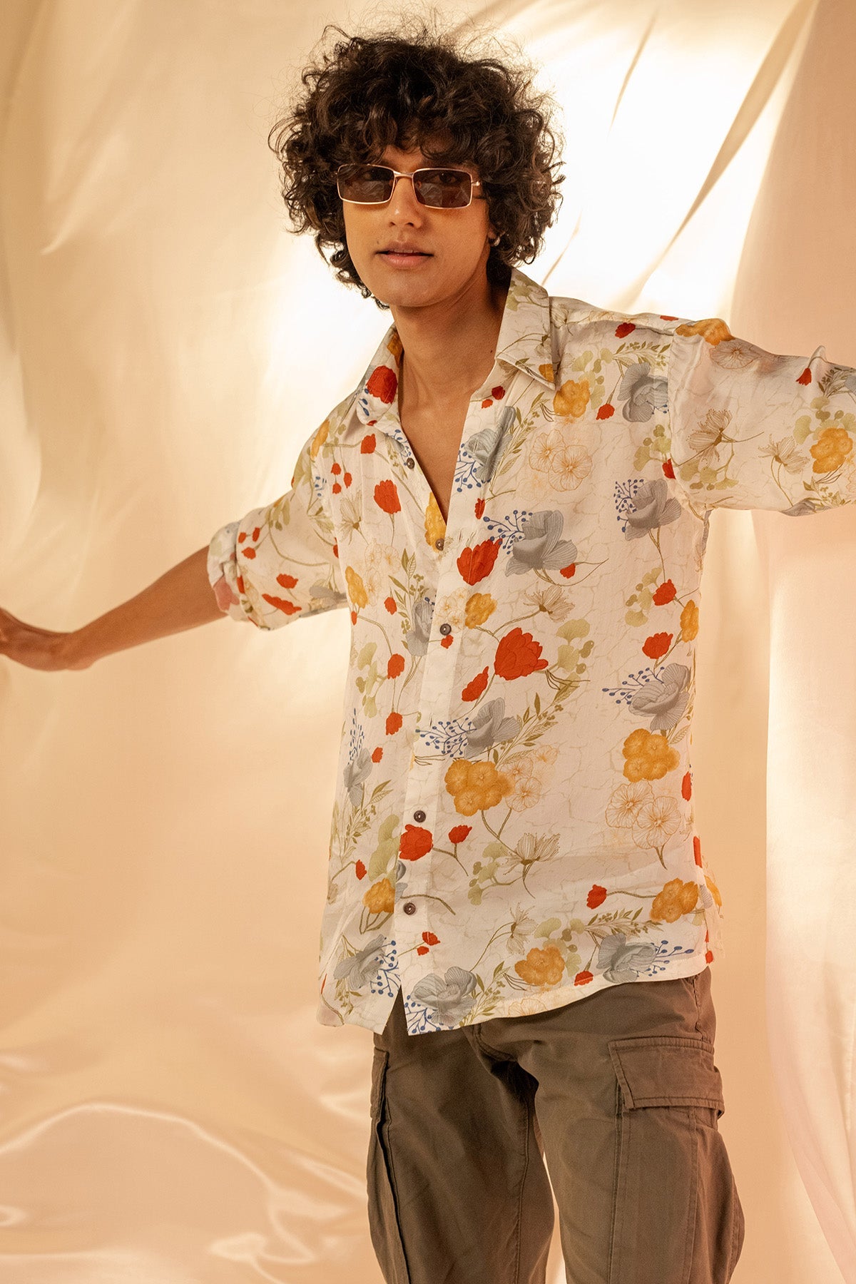 Buy White Full Sleeves Printed Shirt by Shristi Chetani for men online at ScrollnShops