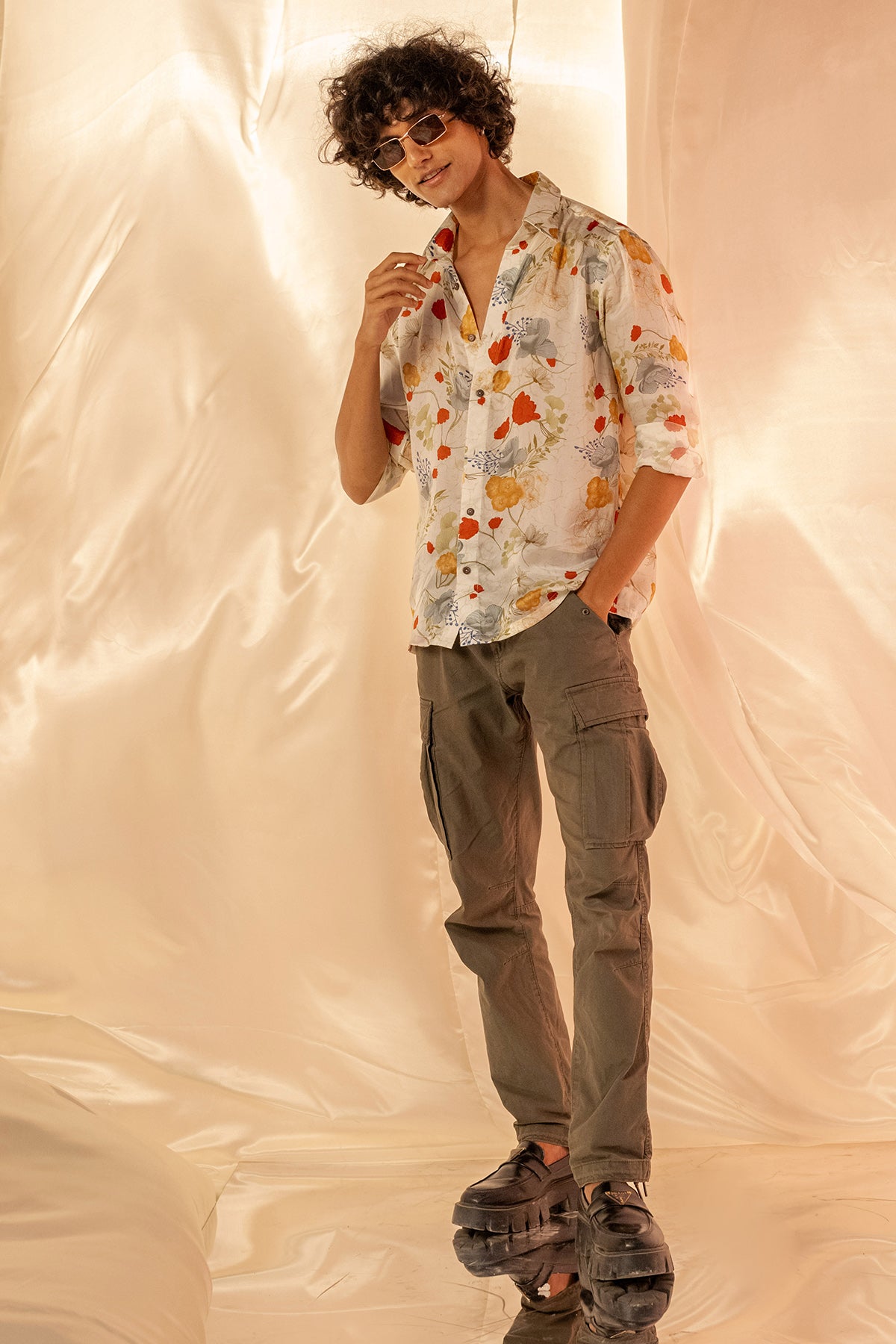 White Full Sleeves Printed Shirt