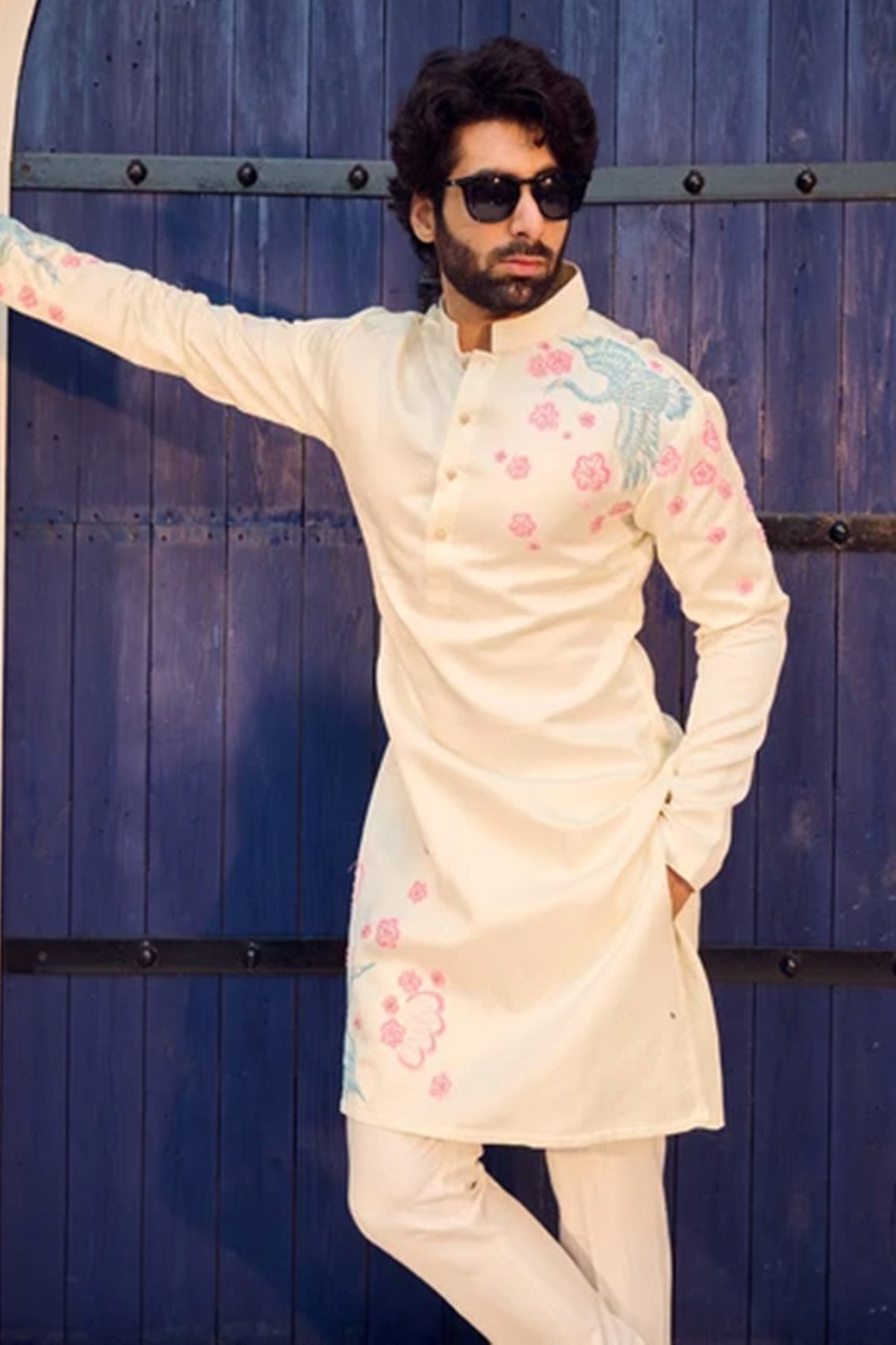 Buy White Gaji Embroidered Kurta for men by Aastha Fashion online available at scrollnshops