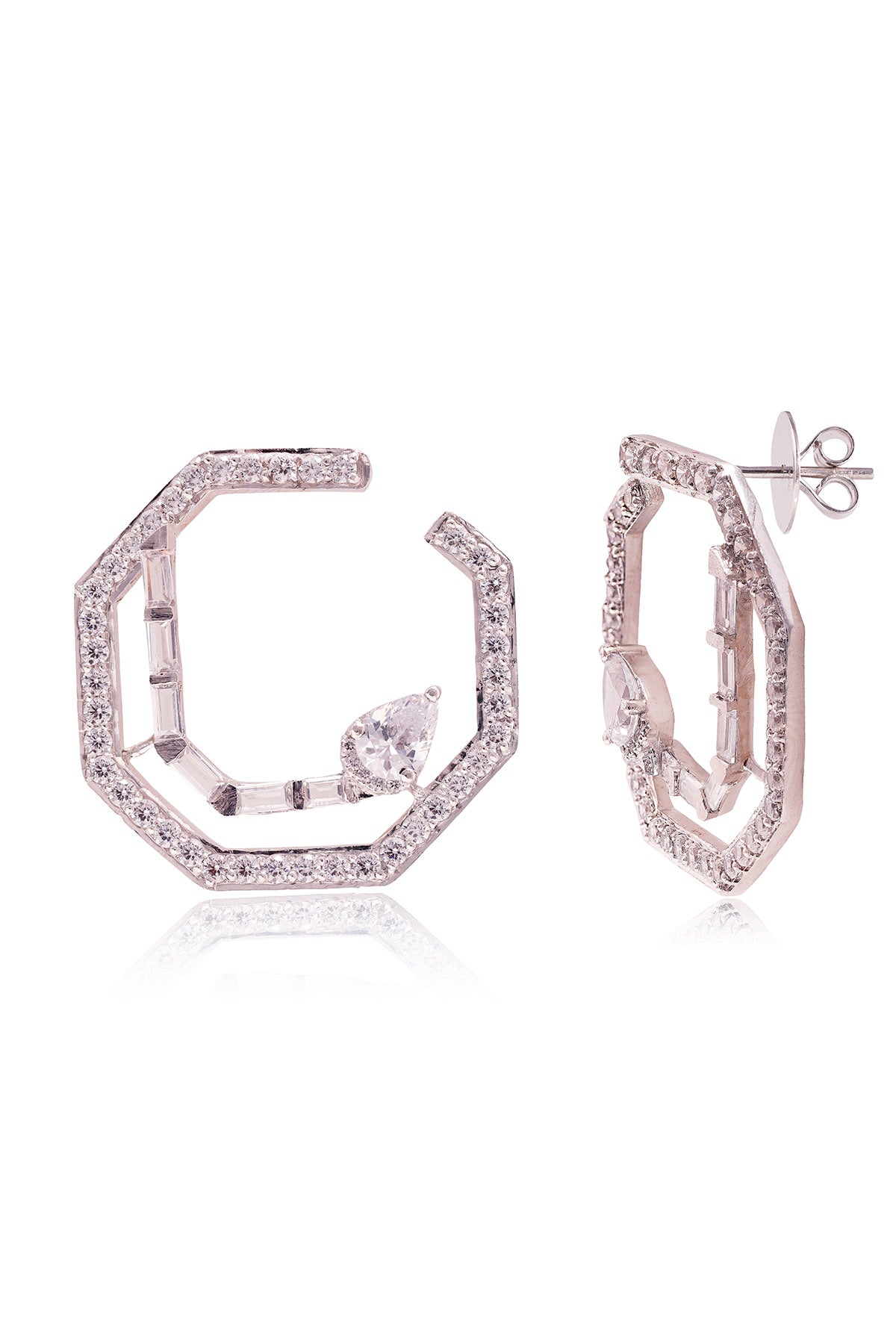 White Geometric Prisma Hoops