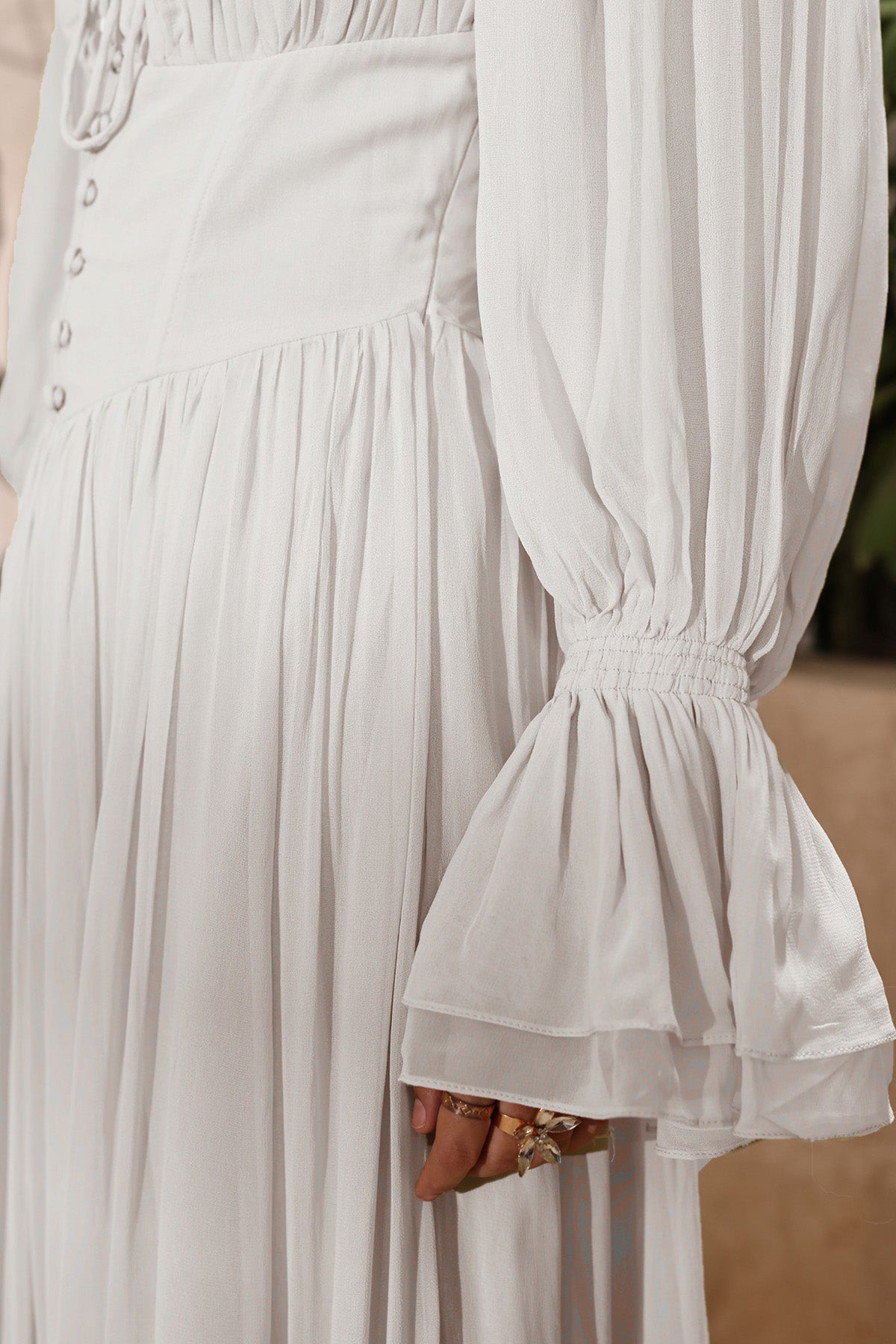 White Georgette Flowing Dress