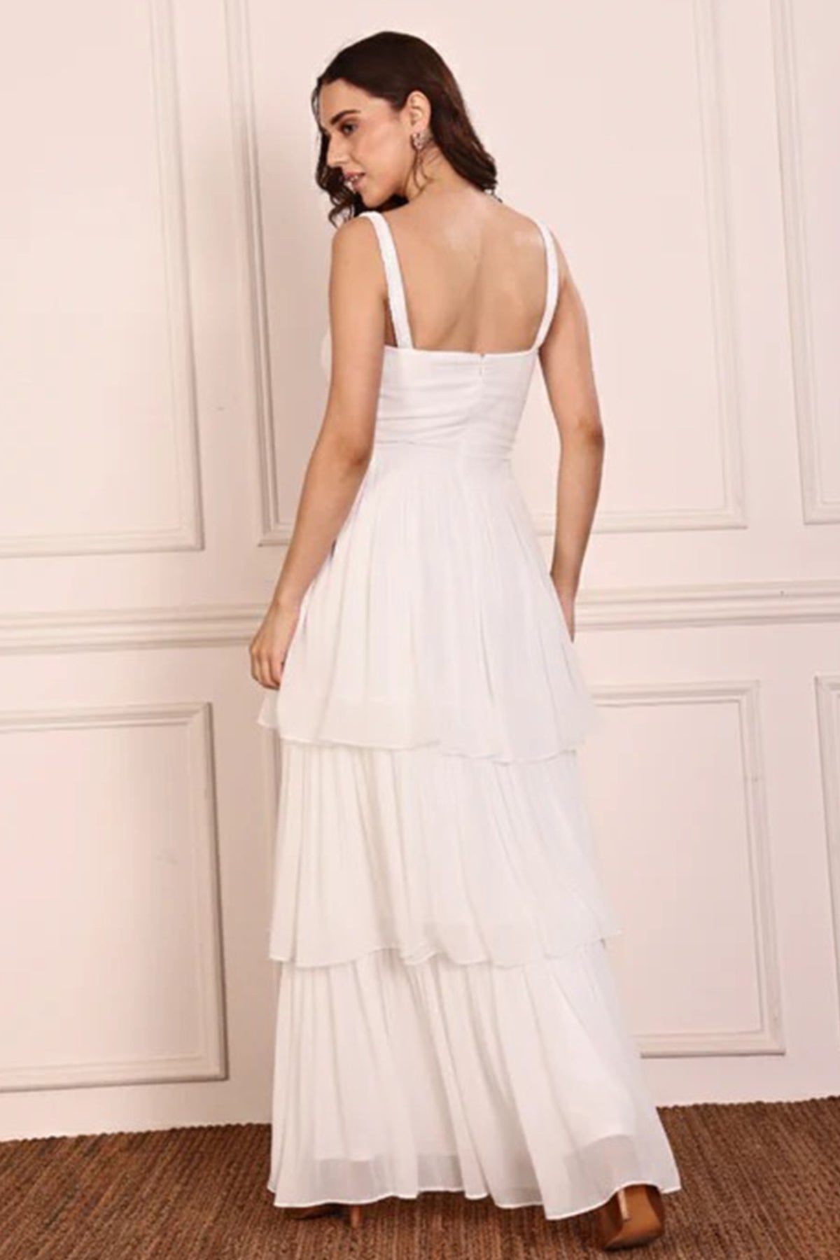White Georgette Tier Maxi Dress