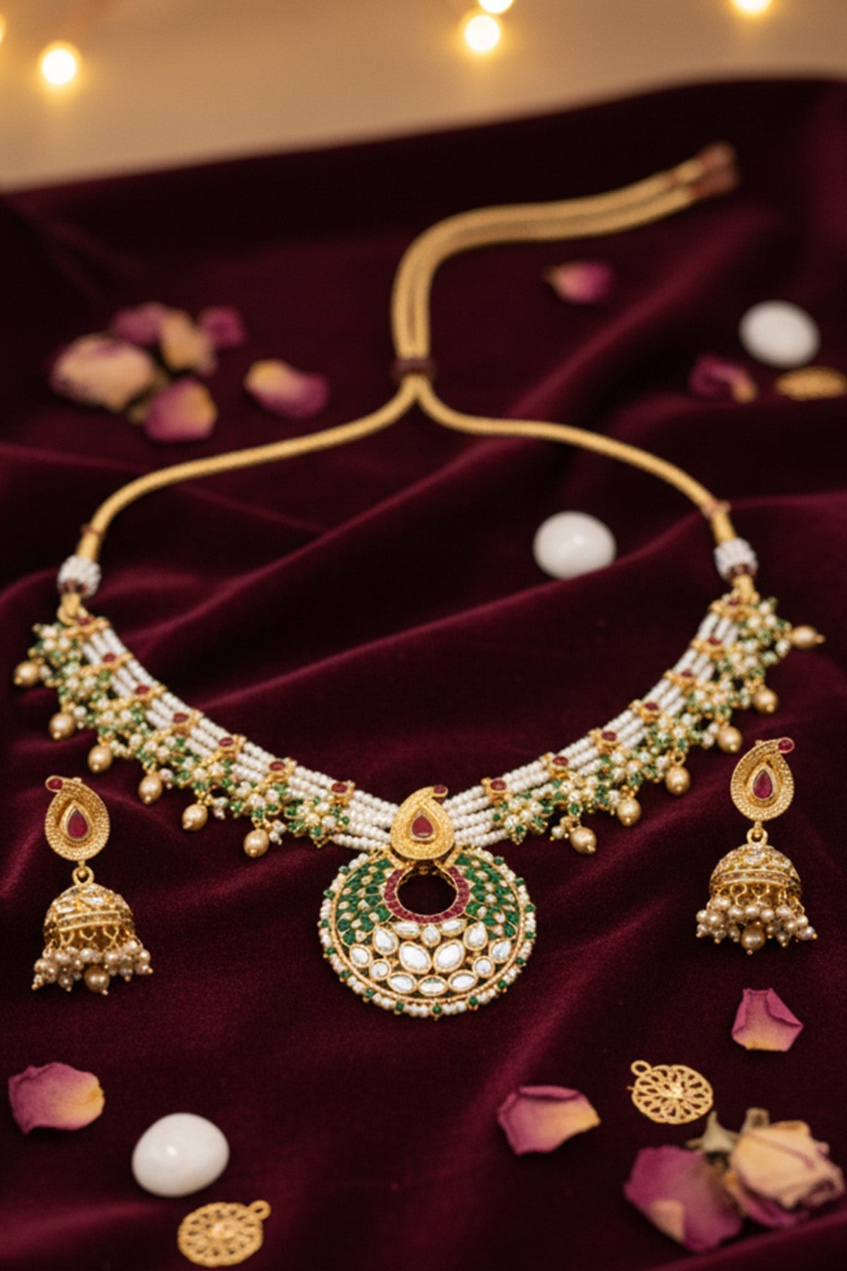 Buy White Gold Beads Jewellery Set for women by Inko & Co online available at scrollnshops