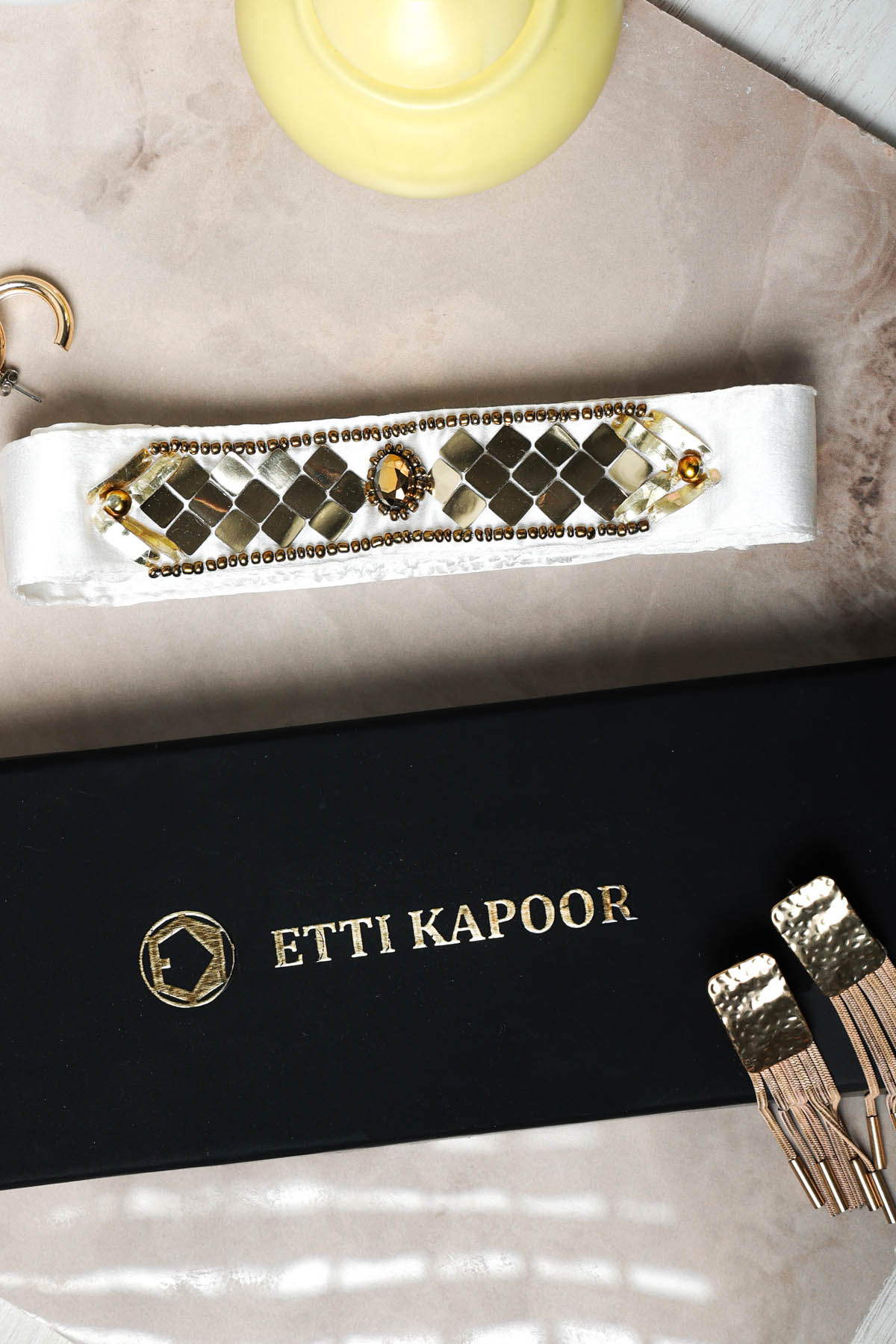 White & Gold Embellished Belt