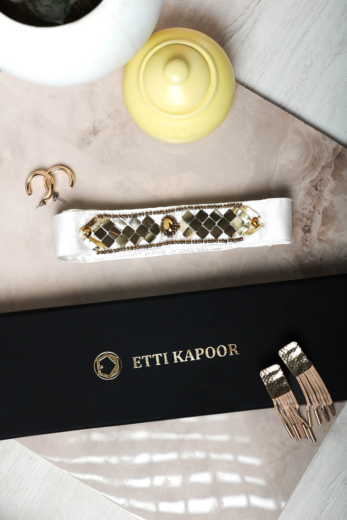 Etti Kapoor White & Gold Embellished Belt Accessories online at ScrollnShops