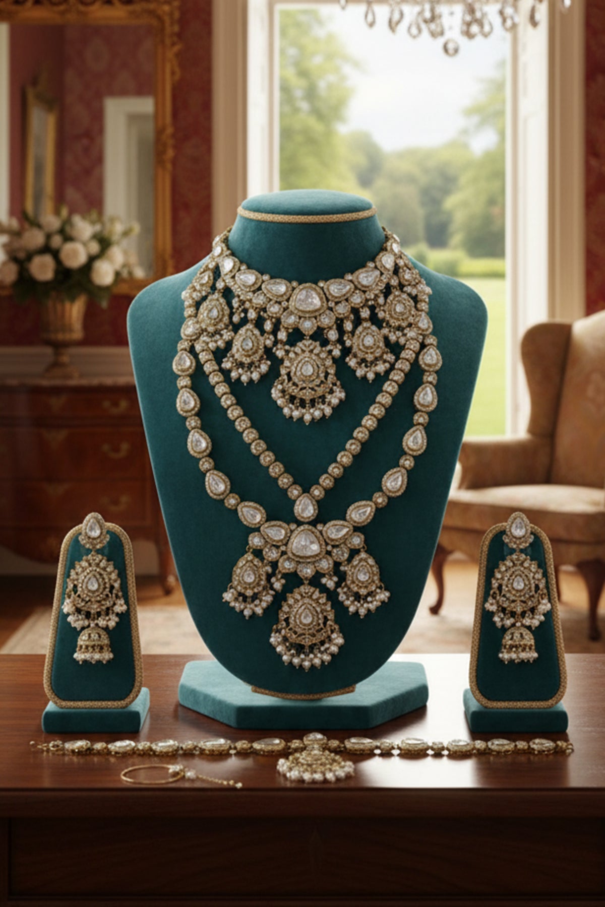 Buy White Gold Kundan Jewellery Set for women by Inko & Co online available at scrollnshops