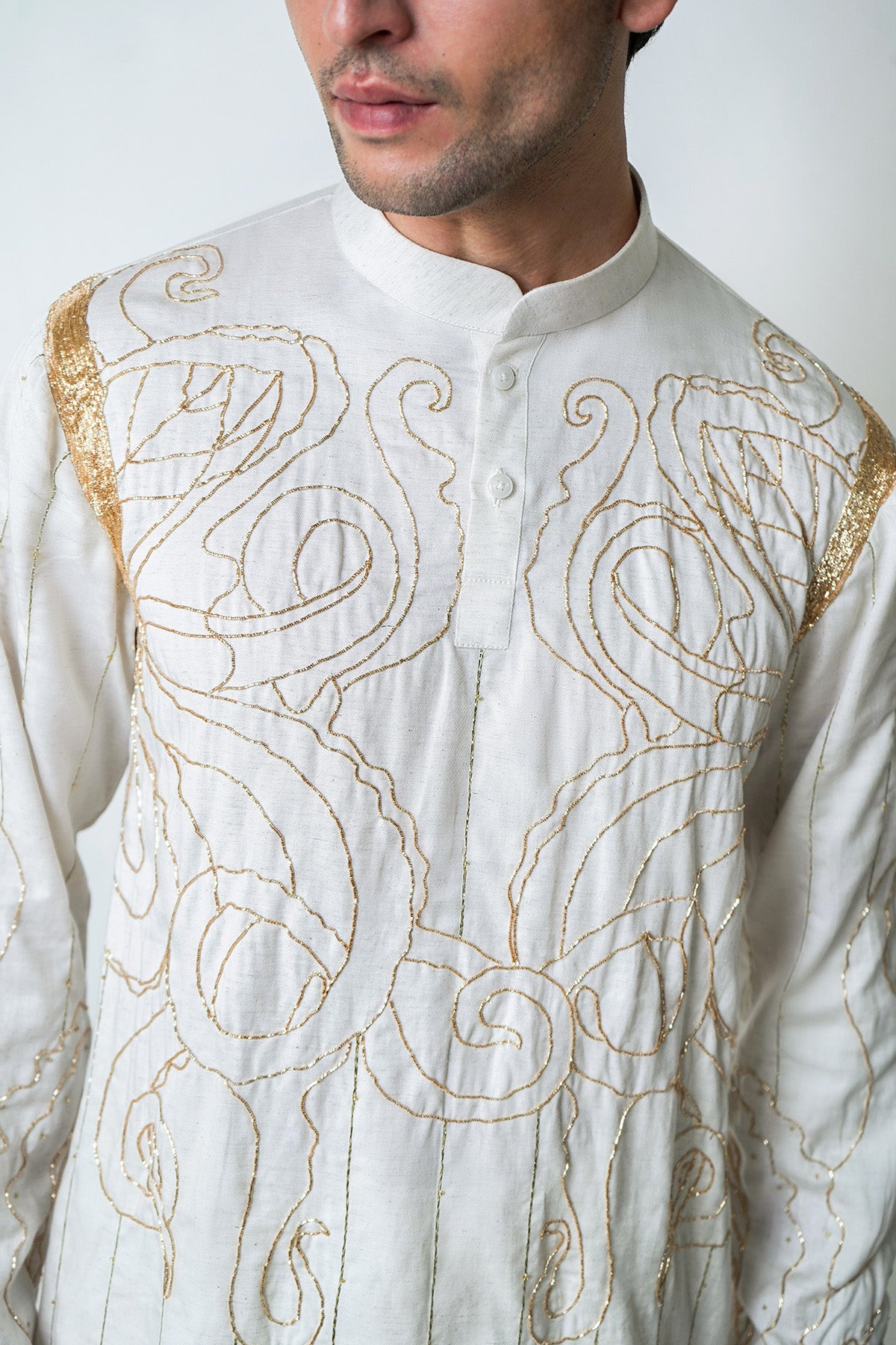 White Gold Lurex Kurta & Pants