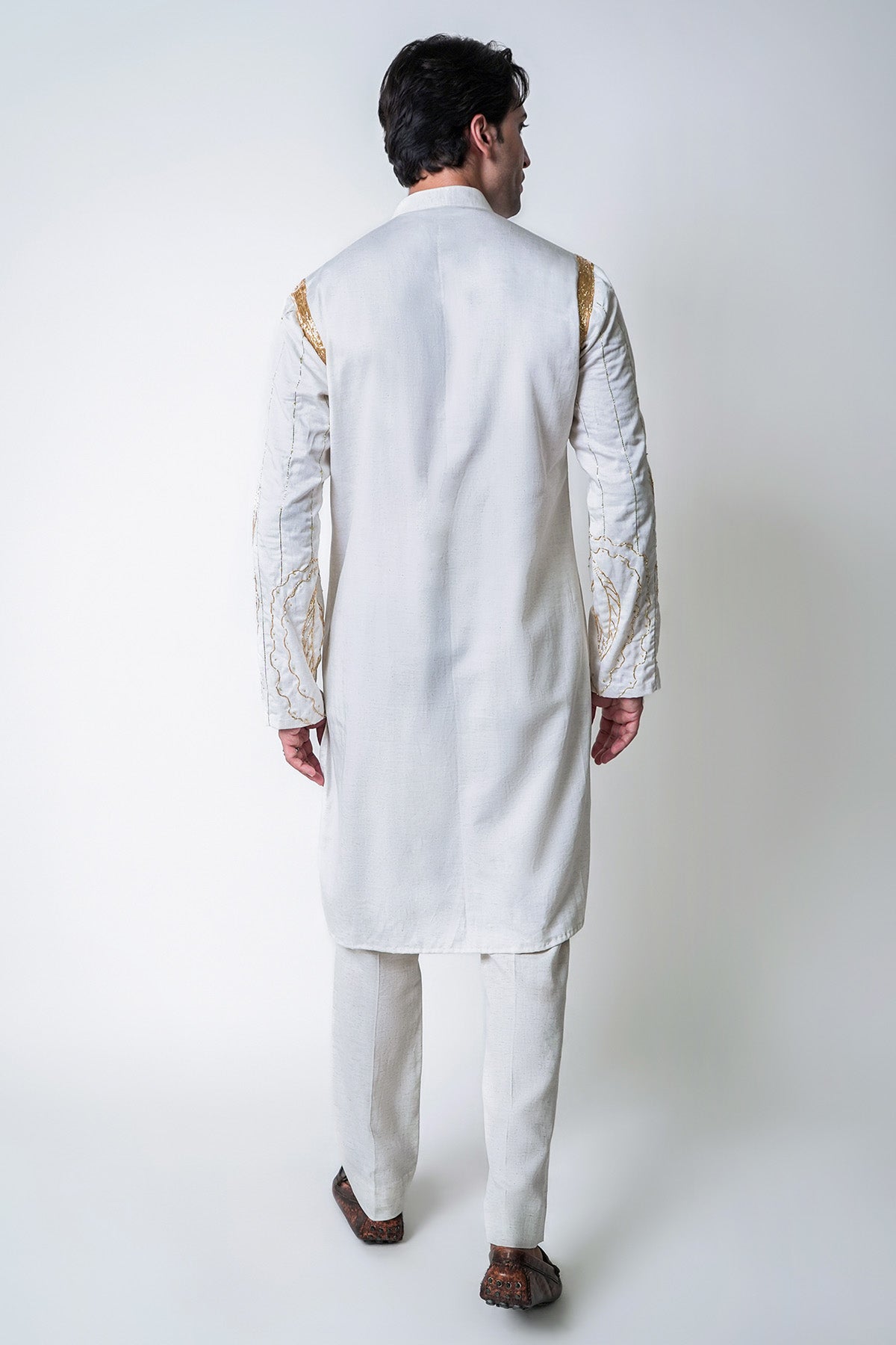 White Gold Lurex Kurta & Pants