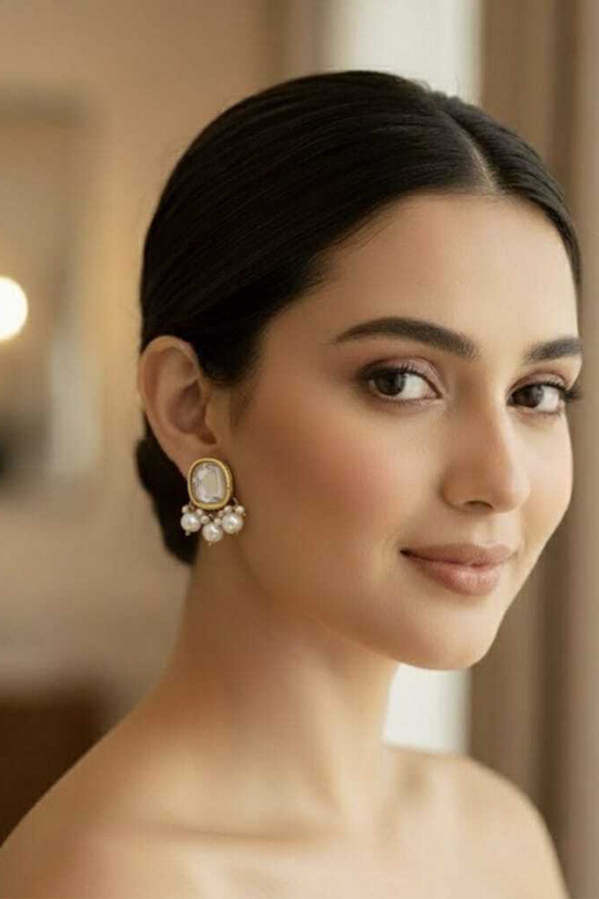 Buy White Gold Pearl Drop Earrings for women by Beauty Spot Jewellery online available at scrollnshops