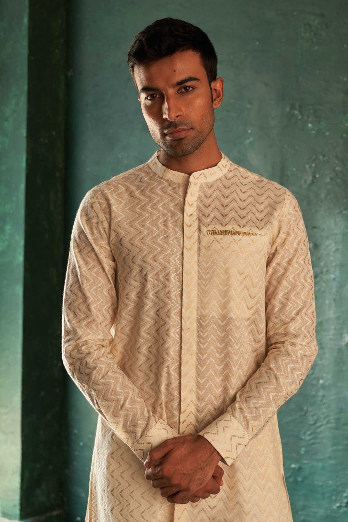 White Gota Detail Kurta Set