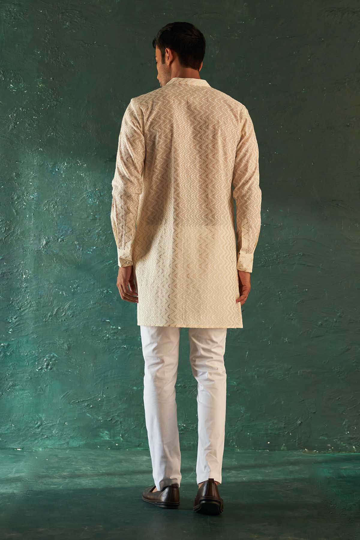 White Gota Detail Kurta Set