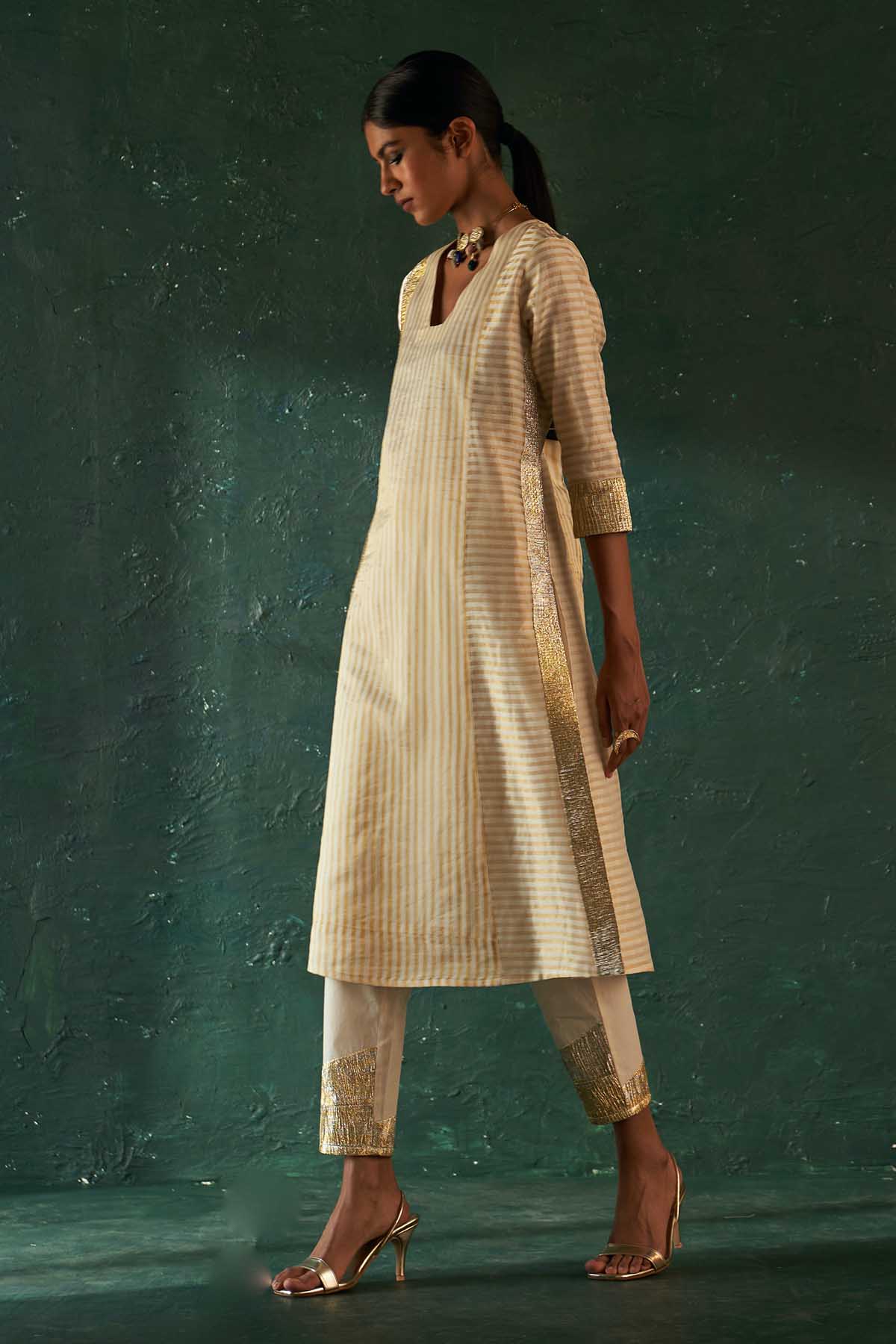 White Gota Embroidered Kurta Set