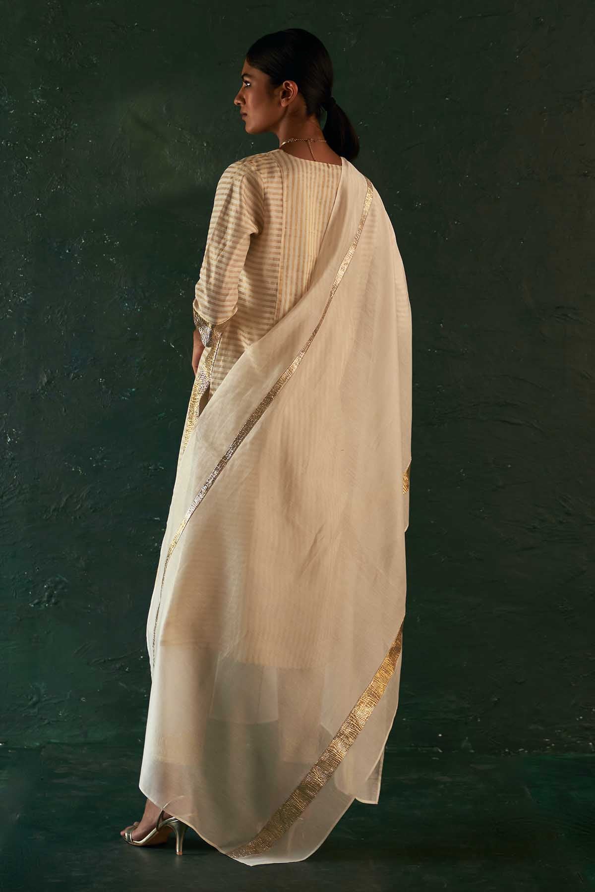 White Gota Embroidered Kurta Set