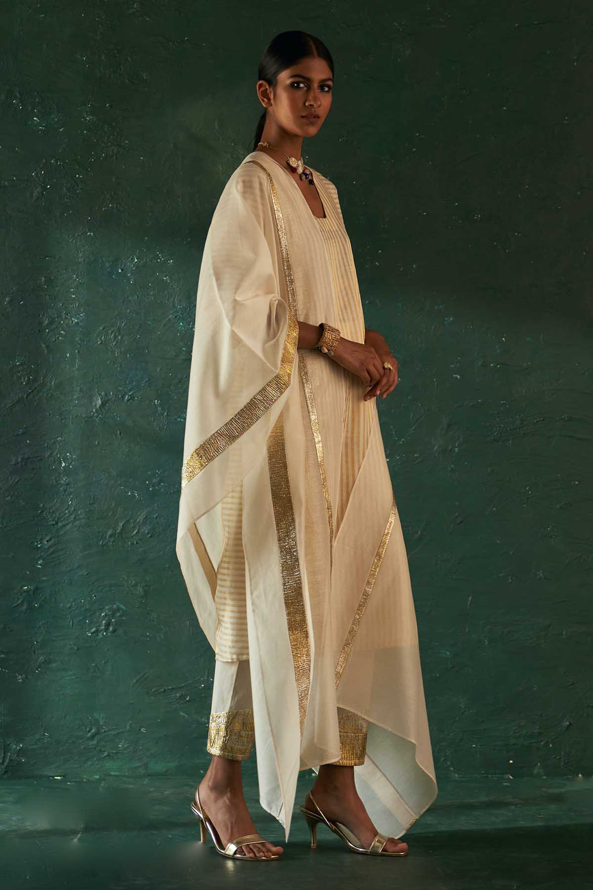 White Gota Embroidered Kurta Set