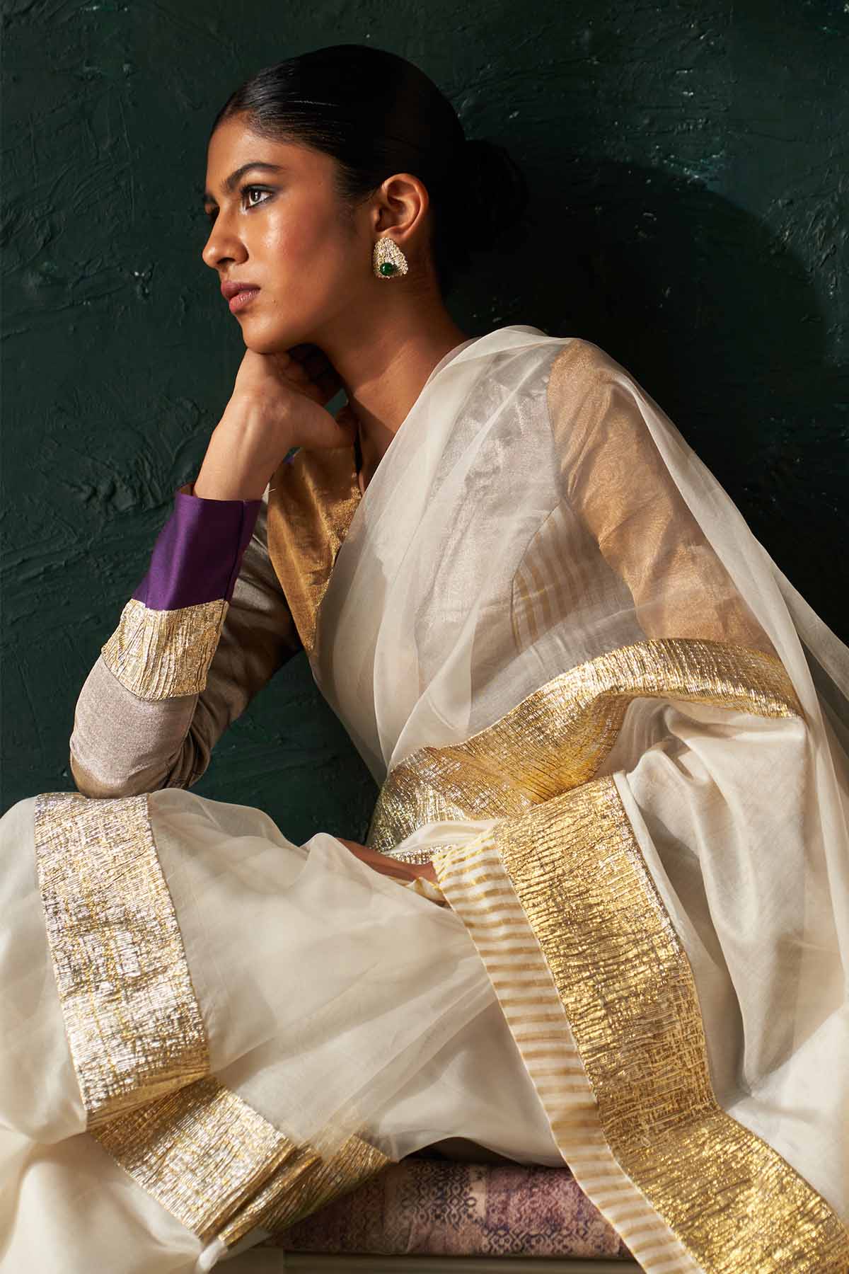 White Gota Work Saree & Blouse
