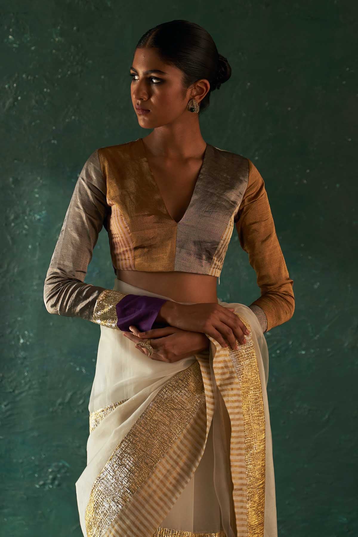 White Gota Work Saree & Blouse