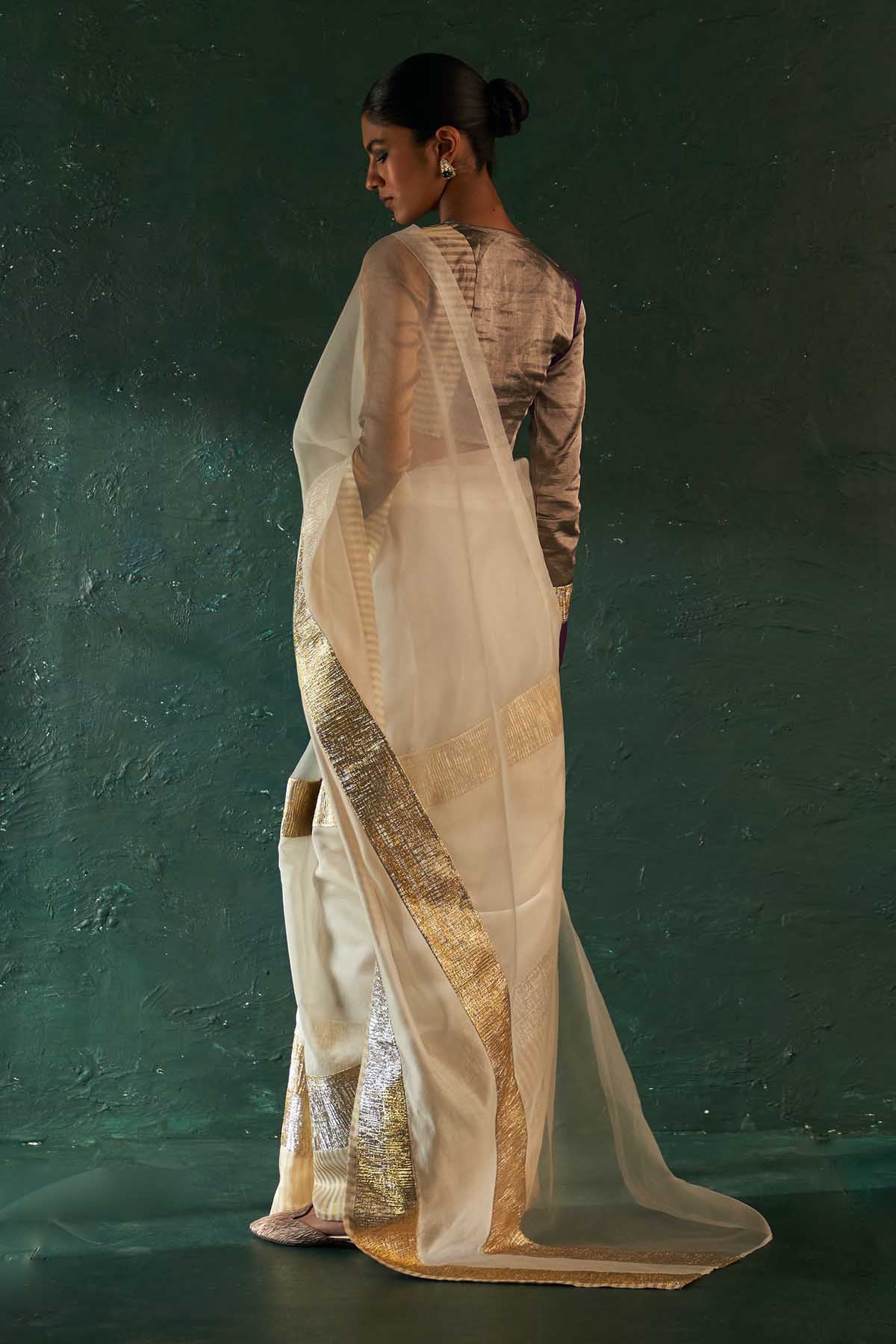 White Gota Work Saree & Blouse