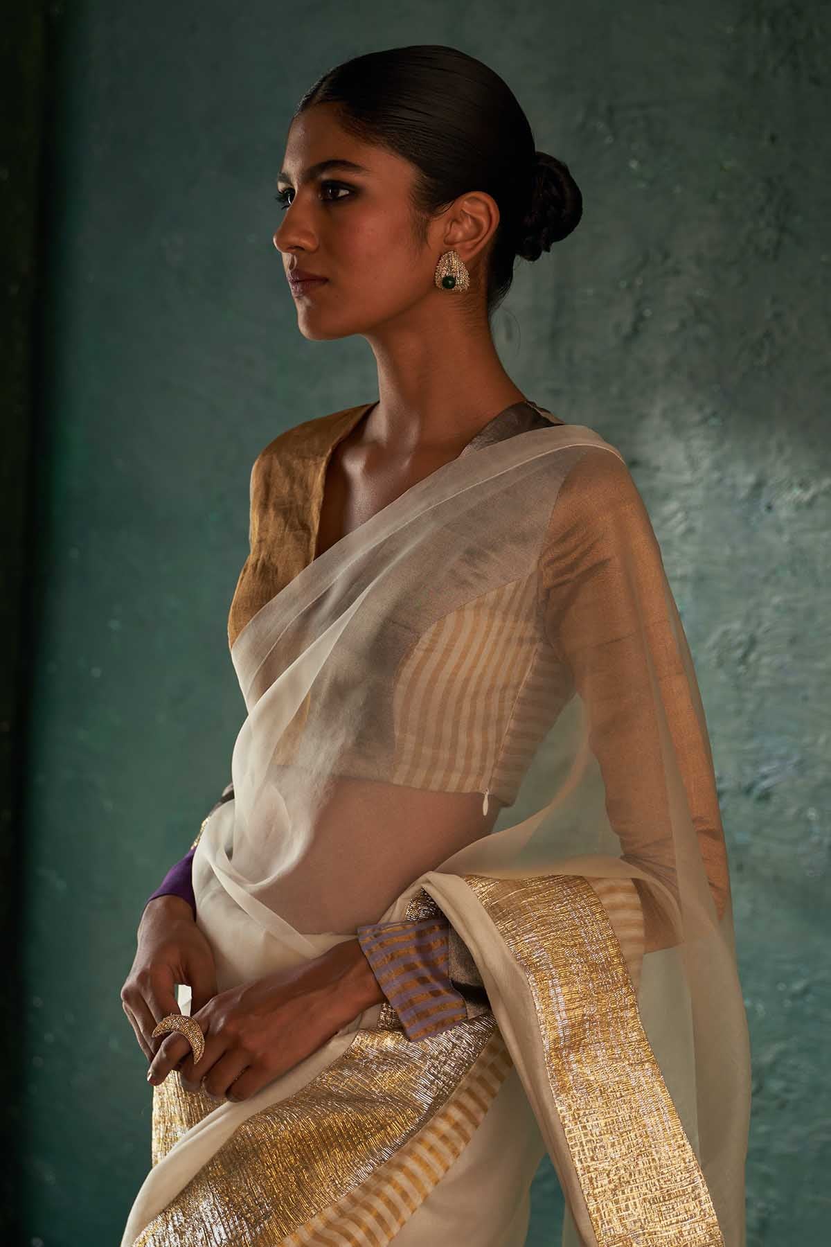 White Gota Work Saree & Blouse