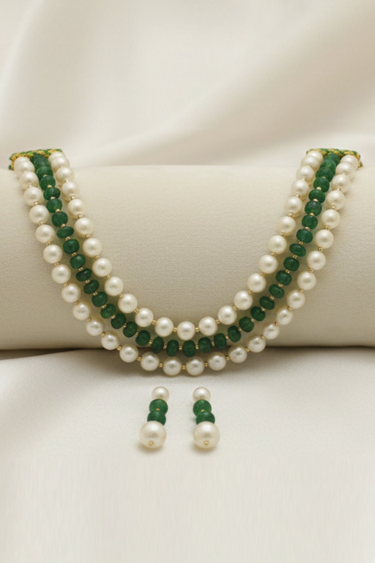 Buy White Green Alloy Necklace Set for women by J Pearls online available at scrollnshops